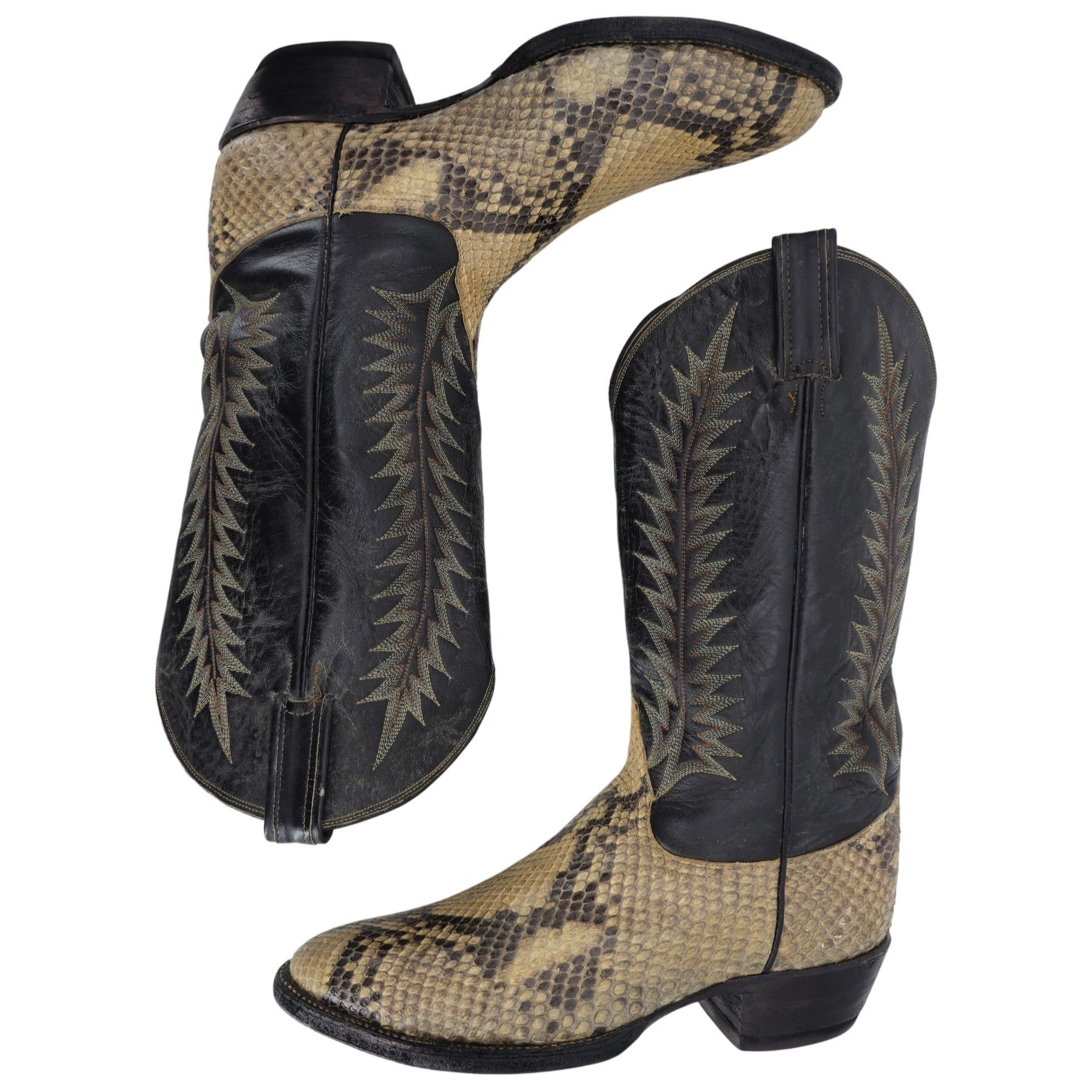 Tony Lama Vintage Exotic Tony Lama Python Snakeskin Men 9 Brown Cowboy Size US 9 / EU 42 - 6 Thumbnail
