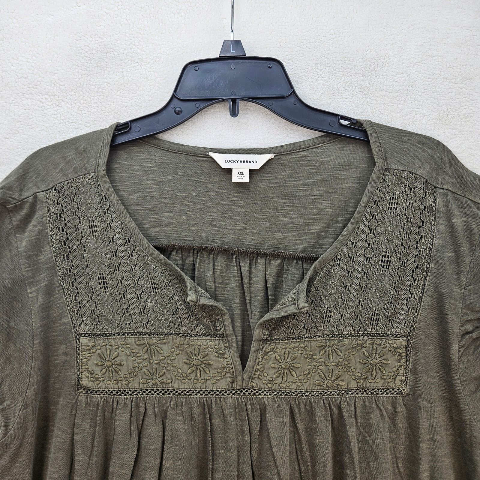 Lucky Brand LUCKY BRAND WOMEN'S XXL LACE SHELL SLEEVE TEE DUSTY OLIVE Size XXL / US 16-18 / IT 52-54 - 2 Thumbnail