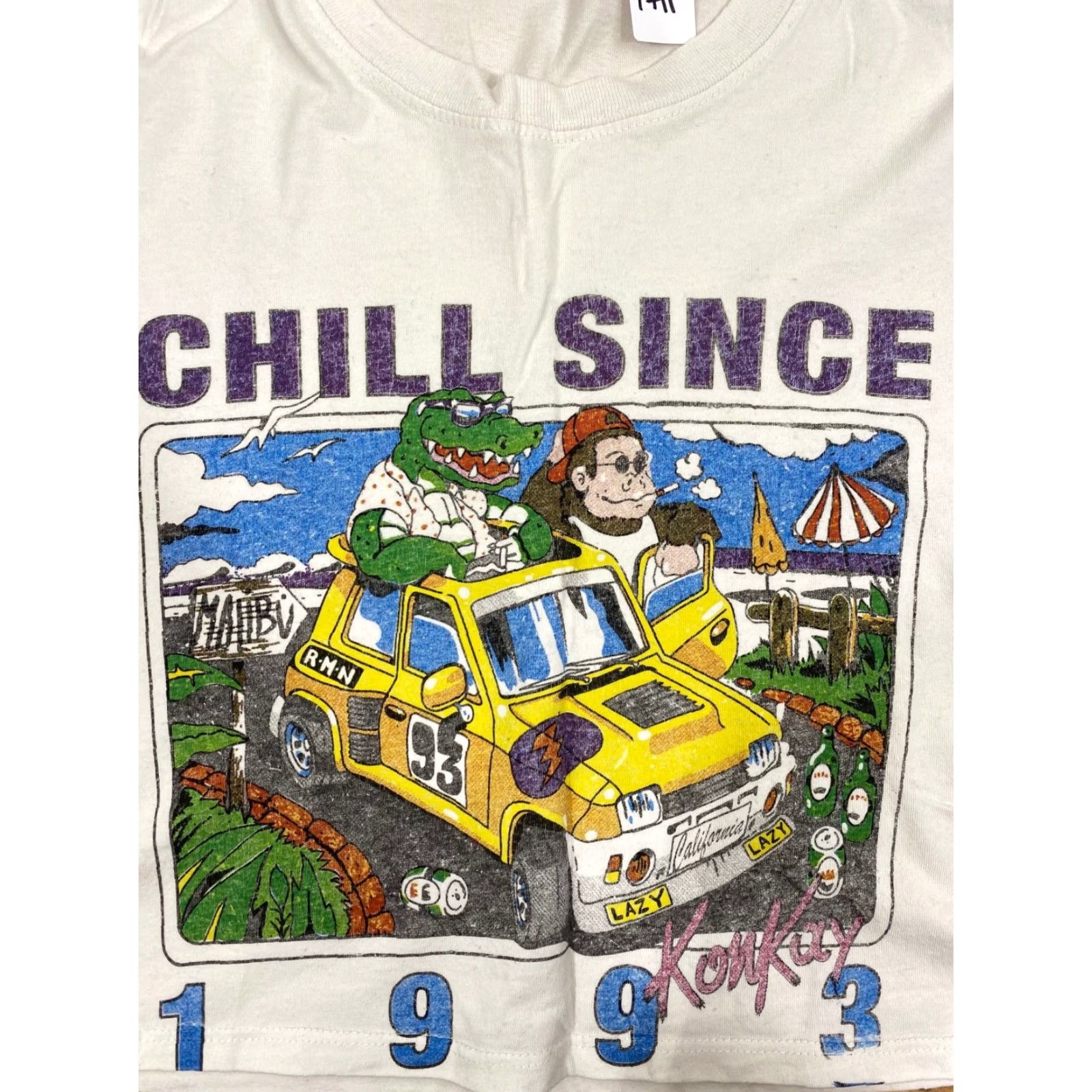 Brandy Melville VINTAGE Brandy Melville Kon Kay Chill Since 1993 Long Sleeve Crop Top Womens 90s T-Shirt White Logo XS? wait size One Size. Size ONE SIZE - 2 Thumbnail