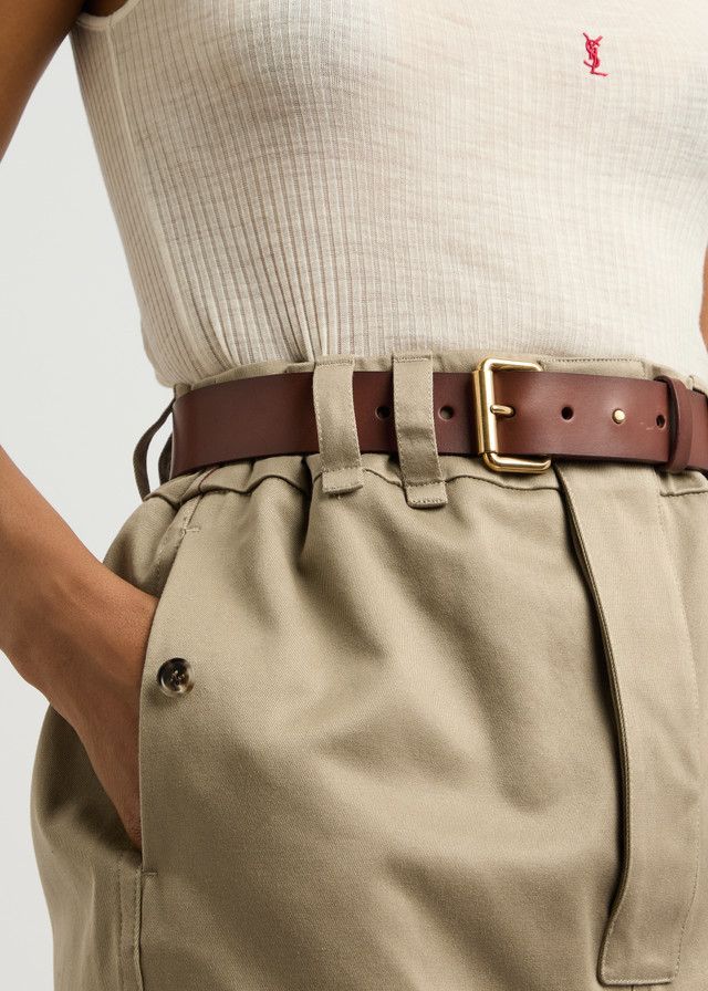 Saint Laurent Paris o1y0126 Midi Skirt in Khaki Size 32" / US 10 / IT 46 - 5 Thumbnail