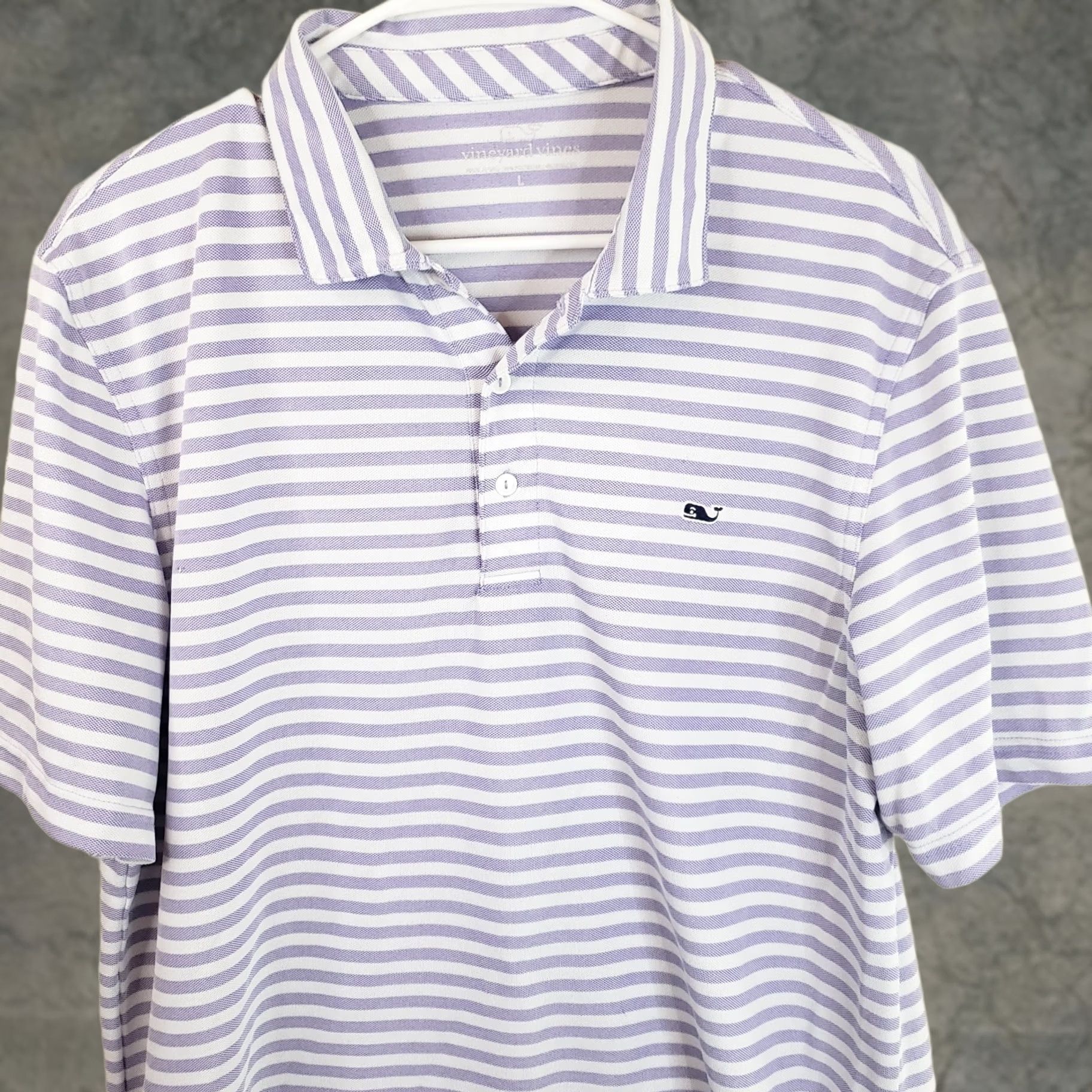 Vineyard Vines Vineyard Vines Polo Shirt Mens L White Lavender Striped Performance Polo Stretch Tech Golf Tennis Running & Walking Apparel Mens Size US L / EU 52-54 / 3 - 1 Thumbnail