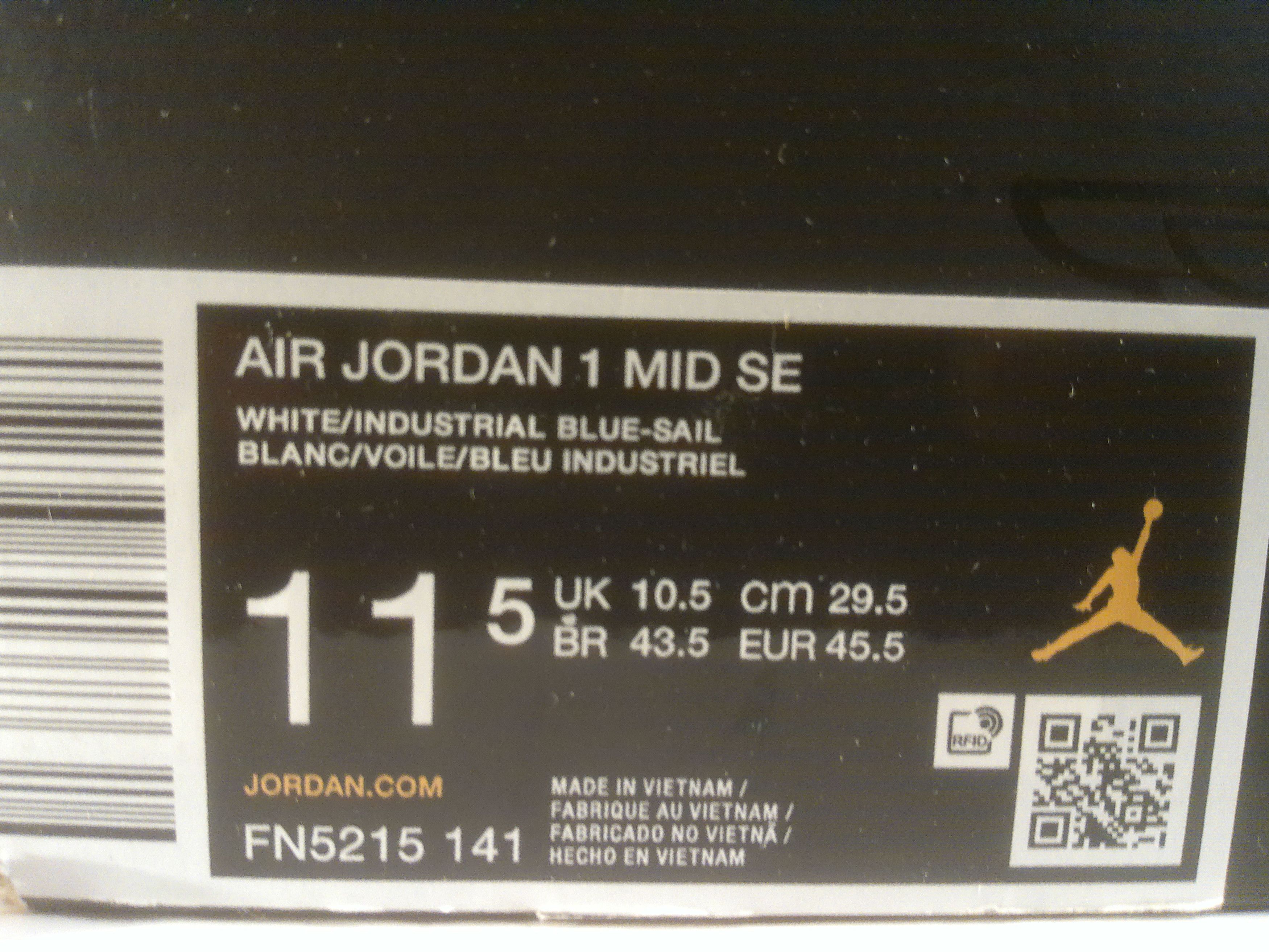 Nike Air Jordan 1 Mid Industrial Blue, Size 11.5, NEW IN BOX Size US 11.5 / EU 44-45 - 8 Thumbnail