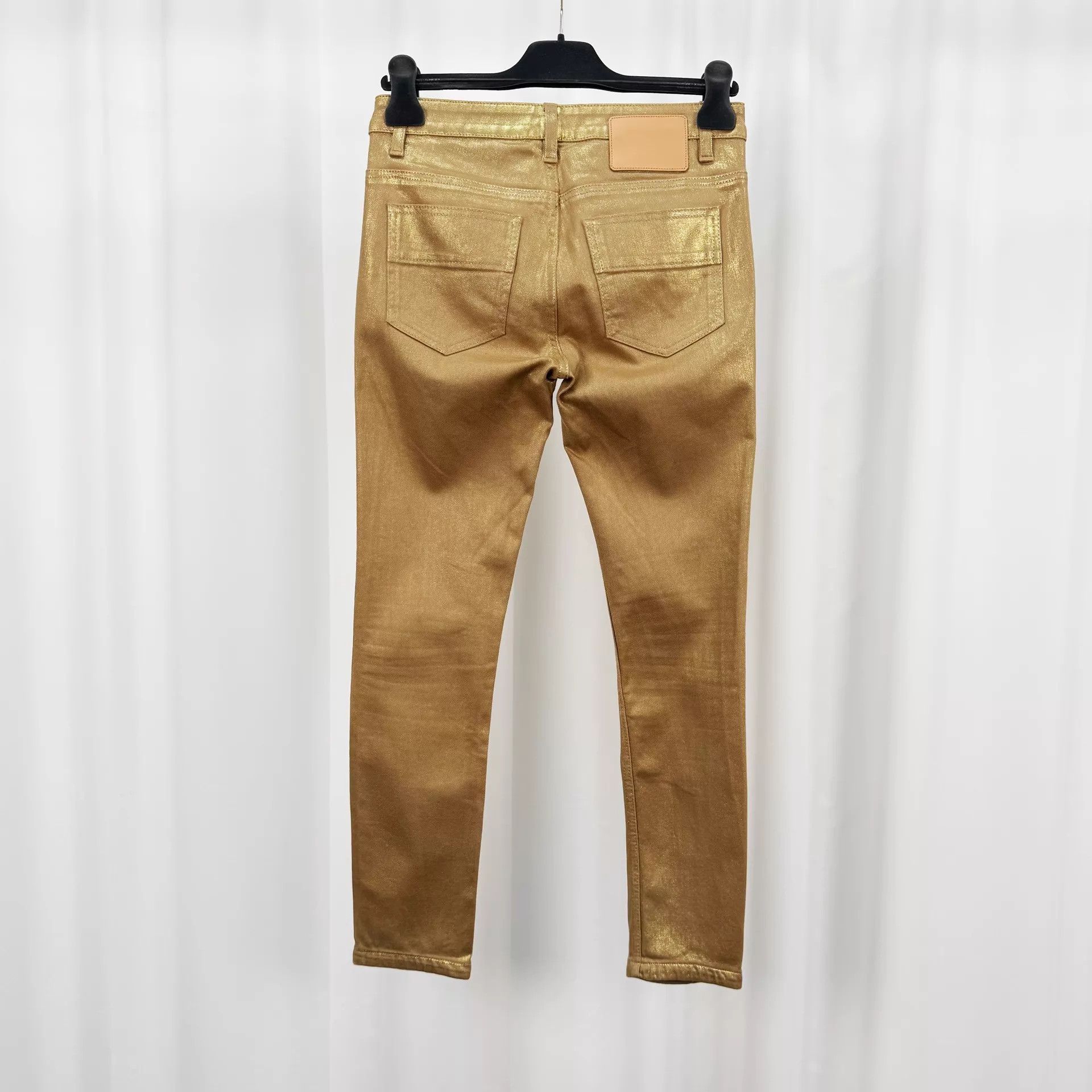 Louis Vuitton LV Gold Painted Leather Patch Jeans 36 New Size 26" / US 2 / IT 38 - 2 Thumbnail