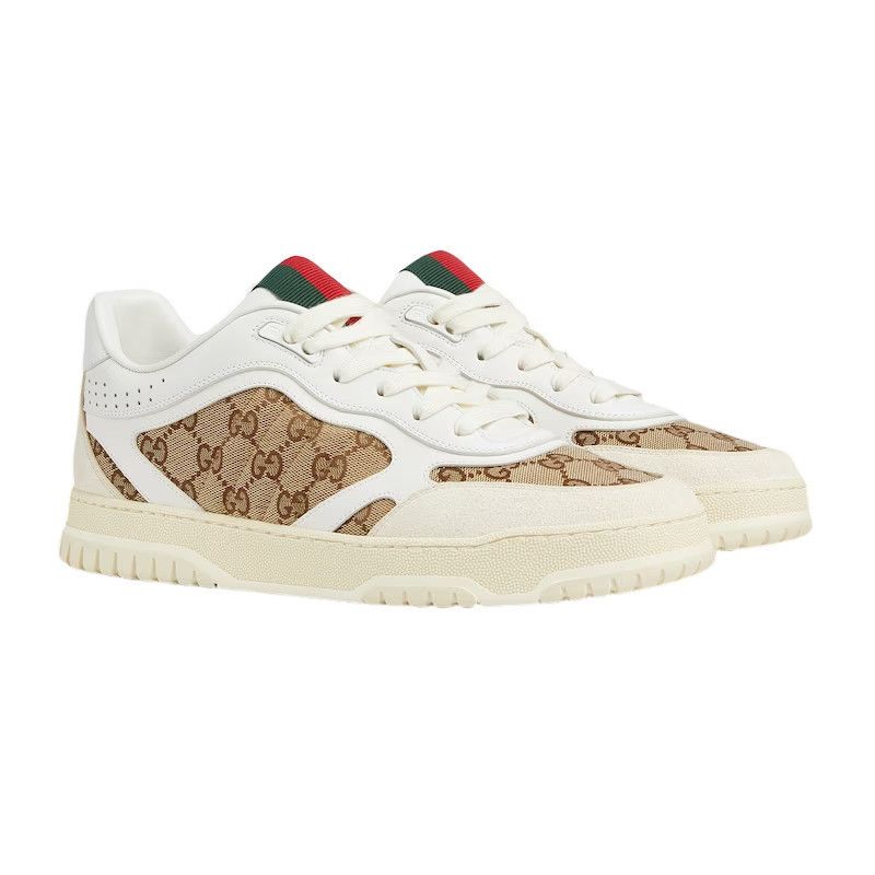 GUCCI Re-Web $1190 Men's Beige/Ebony GG Canvas Sneakers New