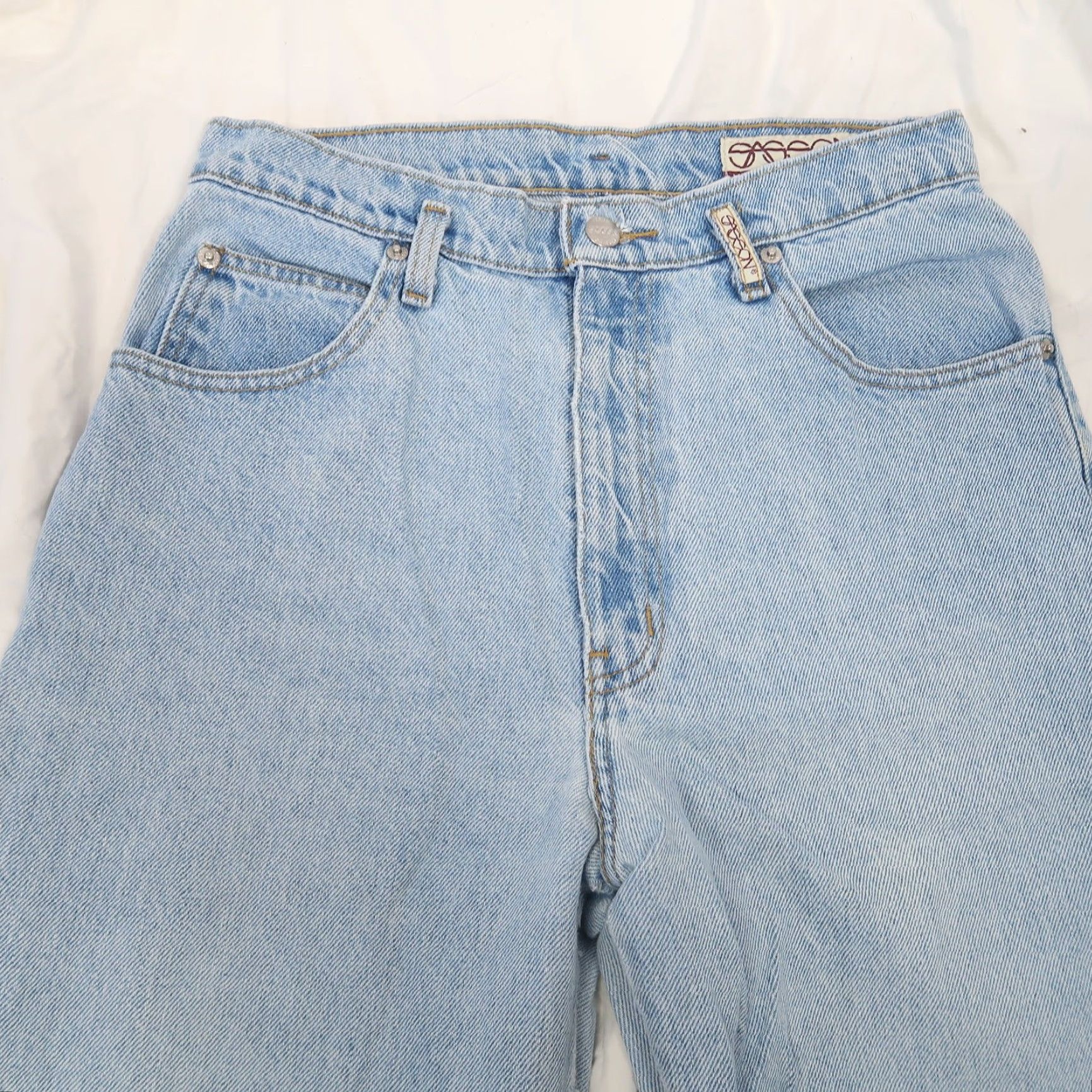Vintage VINTAGE Sasson Jeans 90s Light Wash Blue Denim High Rise Mom Jeans 28" Waist 26" Inseam 100% Cotton Womens Size 28" / US 6 / IT 42 - 2 Thumbnail