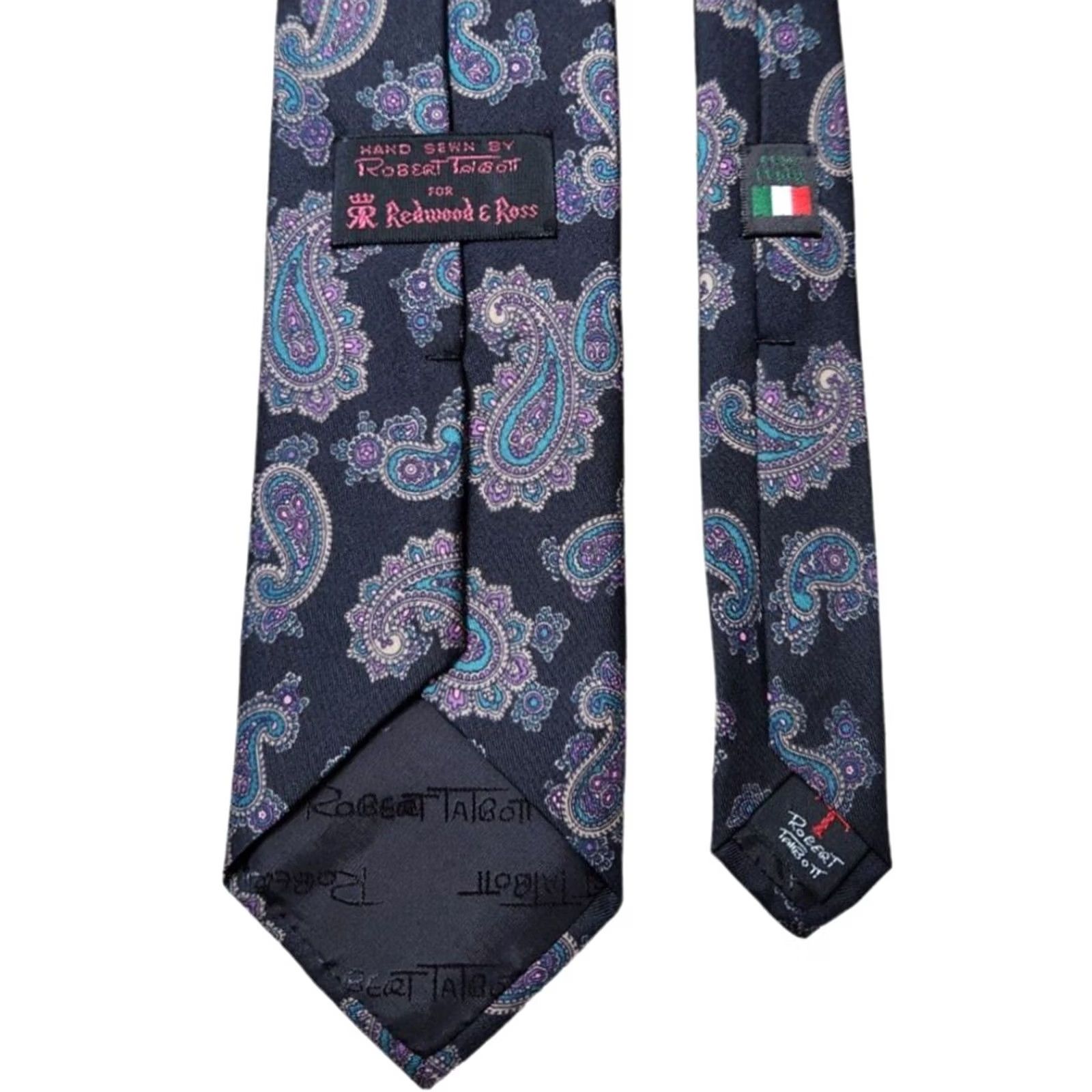 Robert Talbott Robert Talbott Tie 100% Silk Paisley Black 56" x 3.2" Men's Necktie World USA Made Size ONE SIZE - 3 Thumbnail