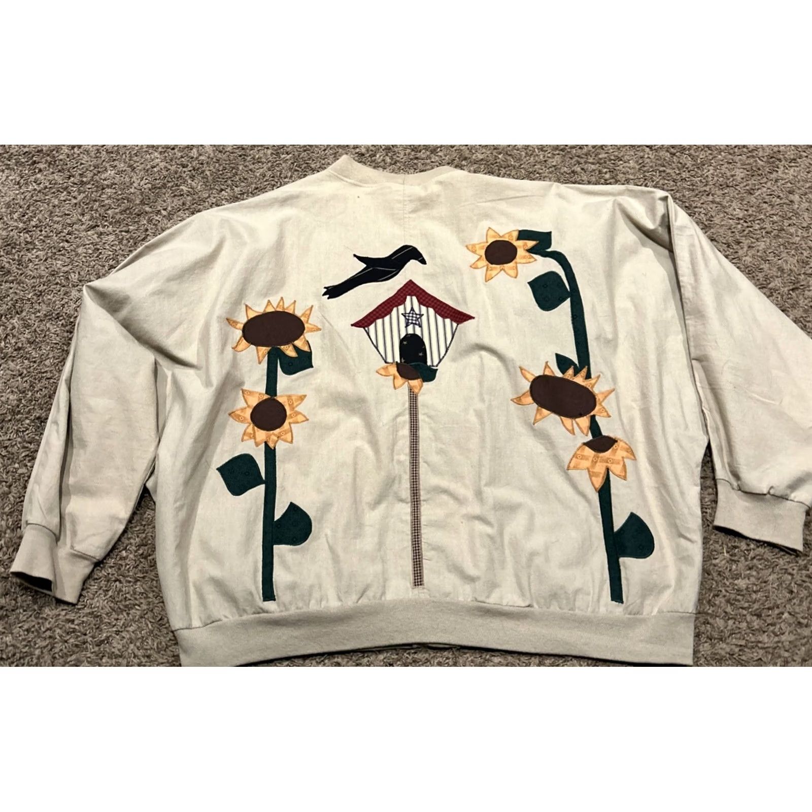 Vintage VINTAGE Quitman USA Cardigan Womens L/XL Khaki Knit Button Pockets 80s Real US Made Beige 80s Womens Size L / US 10 / IT 46 - 4 Thumbnail