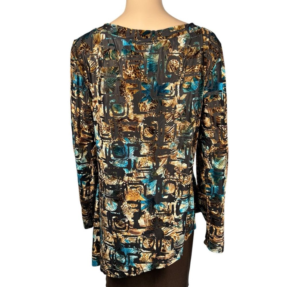 Other Nicole Max Velvet Burnout Long Sleeve Asymmetrical Hem Top Size L / US 10 / IT 46 - 5 Thumbnail