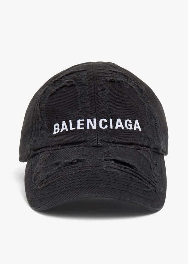 Balenciaga o1srvl11e0426 Size: OS / BB Laser Destroyed Hat / Cap Black Size ONE SIZE - 1 Thumbnail