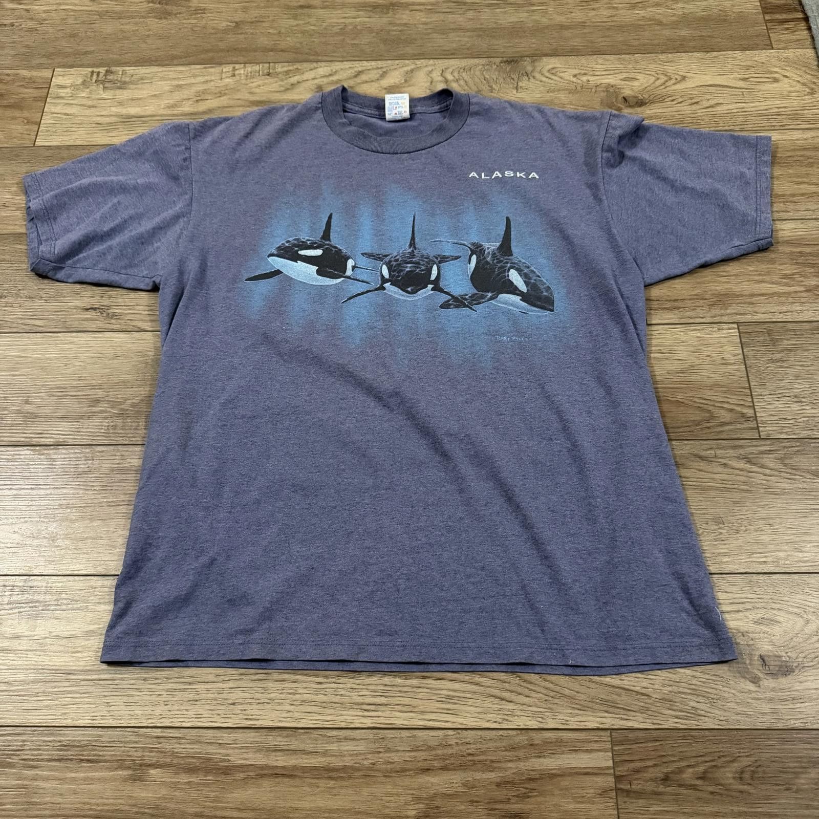 Jerzees Vintage 90s Orca Killer Whales Alaska Art Nature Shirt Size US XL / EU 56 / 4 - 1 Thumbnail