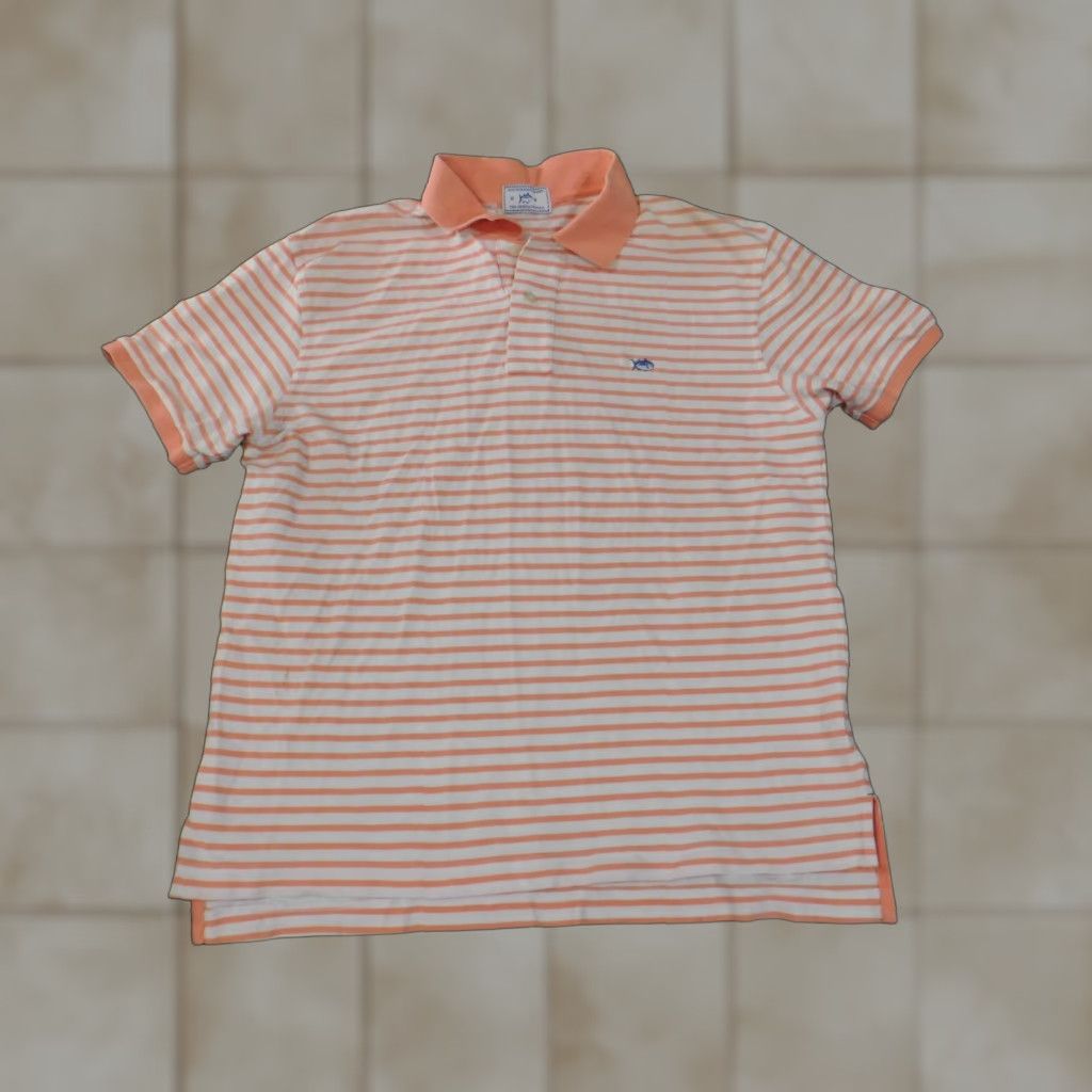 Southern Tide Southern Tide Polo M Orange Men Striped Stretch Cotton Golf Classic Logo Shirt Size US M / EU 48-50 / 2 - 1 Thumbnail