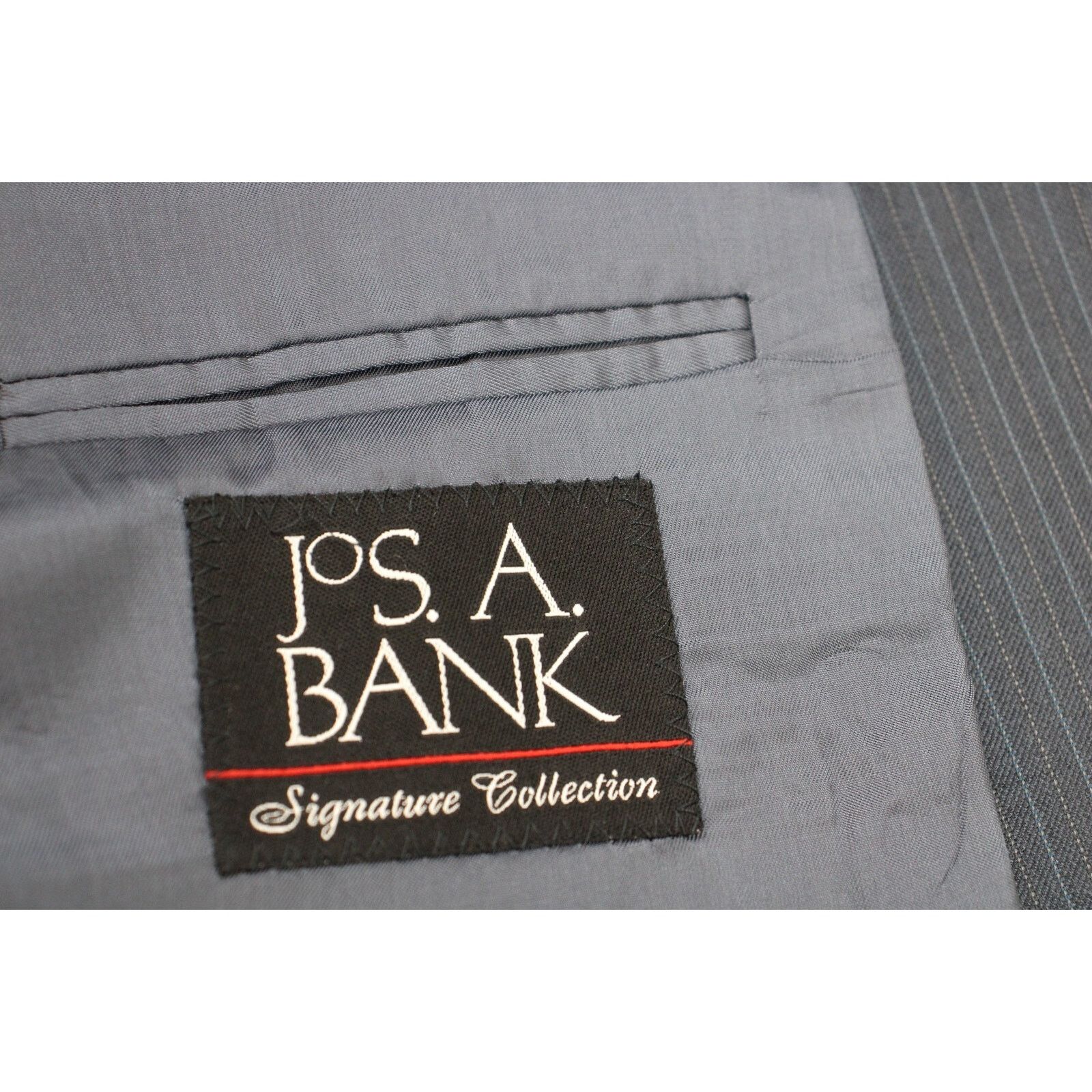 Jos. A. Bank Jos A Bank Blazer Mens 42R Gray Striped Lined 2 Button Suit Size 42R - 4 Thumbnail