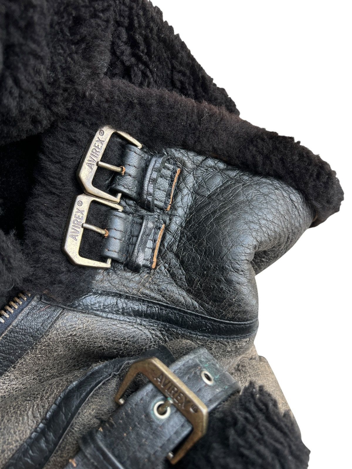 Vintage 80s Avirex B3 Scovill Sunfaded Black Leather Jacket