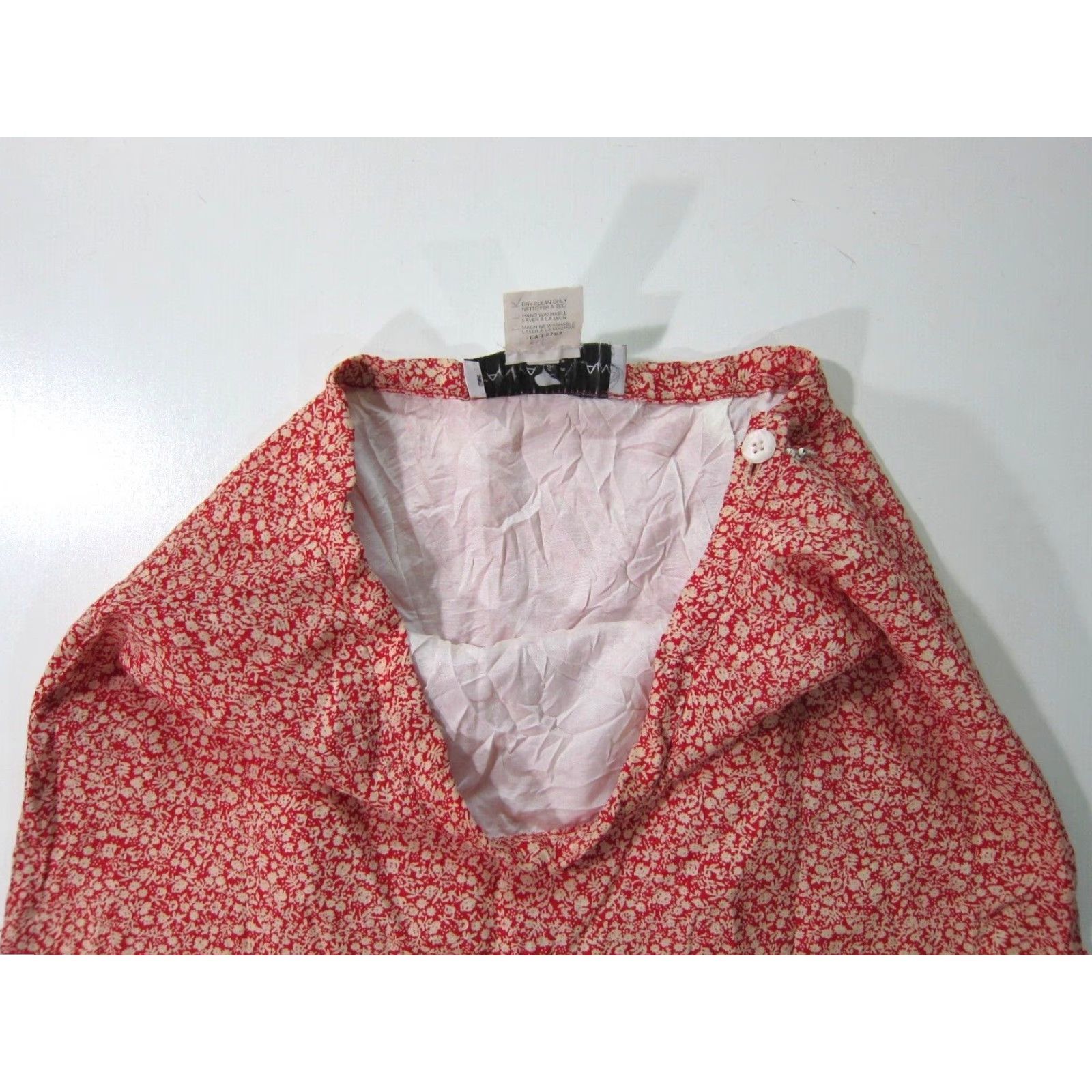 Vintage VINTAGE Tanya Lam Skirt Women XS A-Line Midi Floral Red 100% Rayon Lined Imported? Size 26" / US 2 / IT 38 - 4 Thumbnail