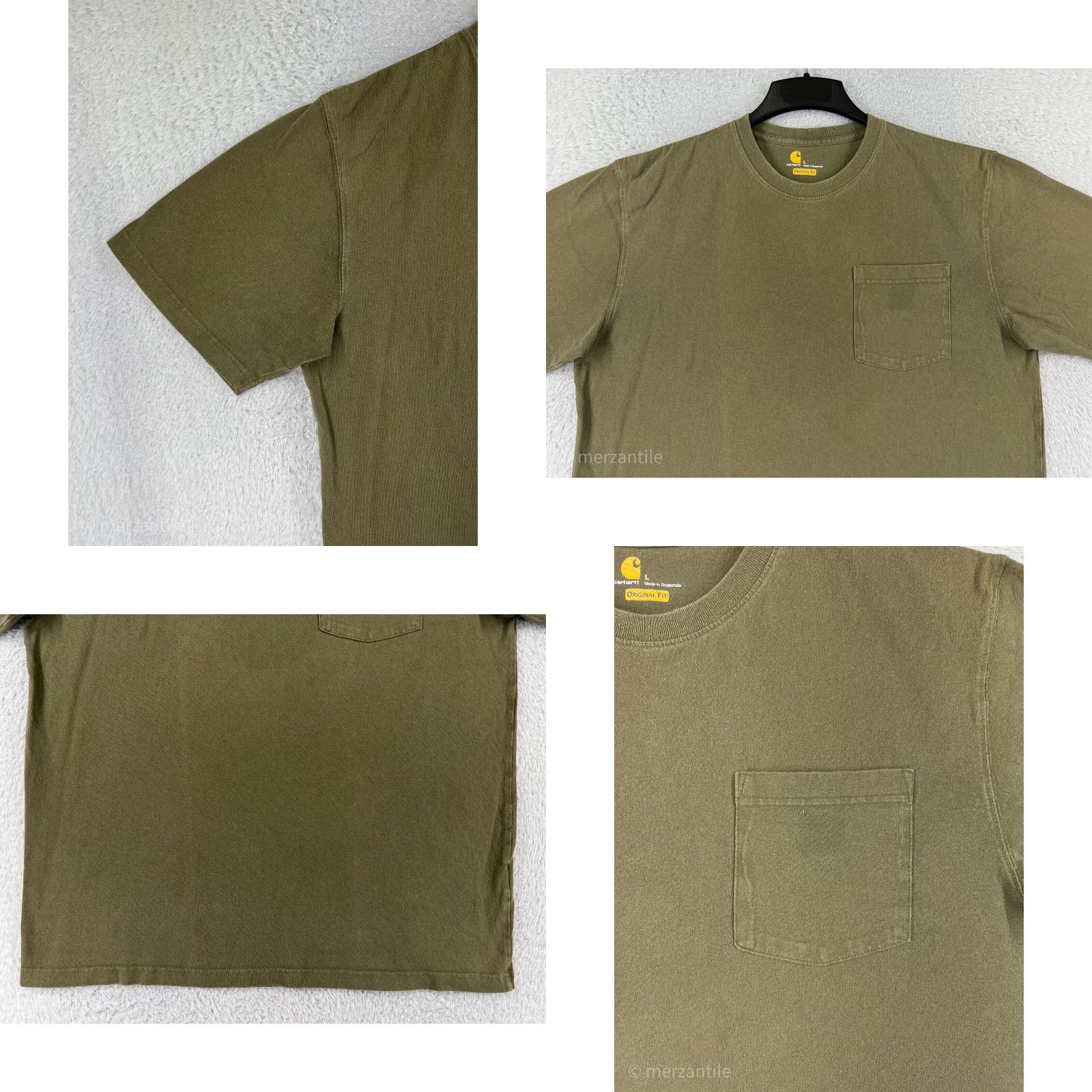 Carhartt Carhartt Shirt Mens Large Green Short Sleeve Crew Neck Pocket 100% Cotton K87 - Workwear T-Shirt, Vintage-Style Details Size US L / EU 52-54 / 3 - 8 Thumbnail