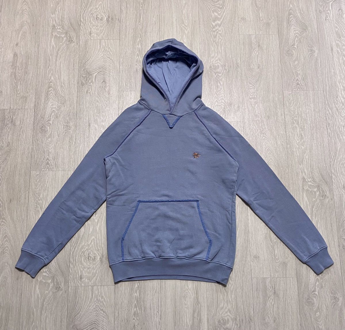 Raf by Raf Simons Raf Simons Distressed Blue Cotton Hoodie Embroidered Logo Size US L / EU 52-54 / 3 - 2 Thumbnail