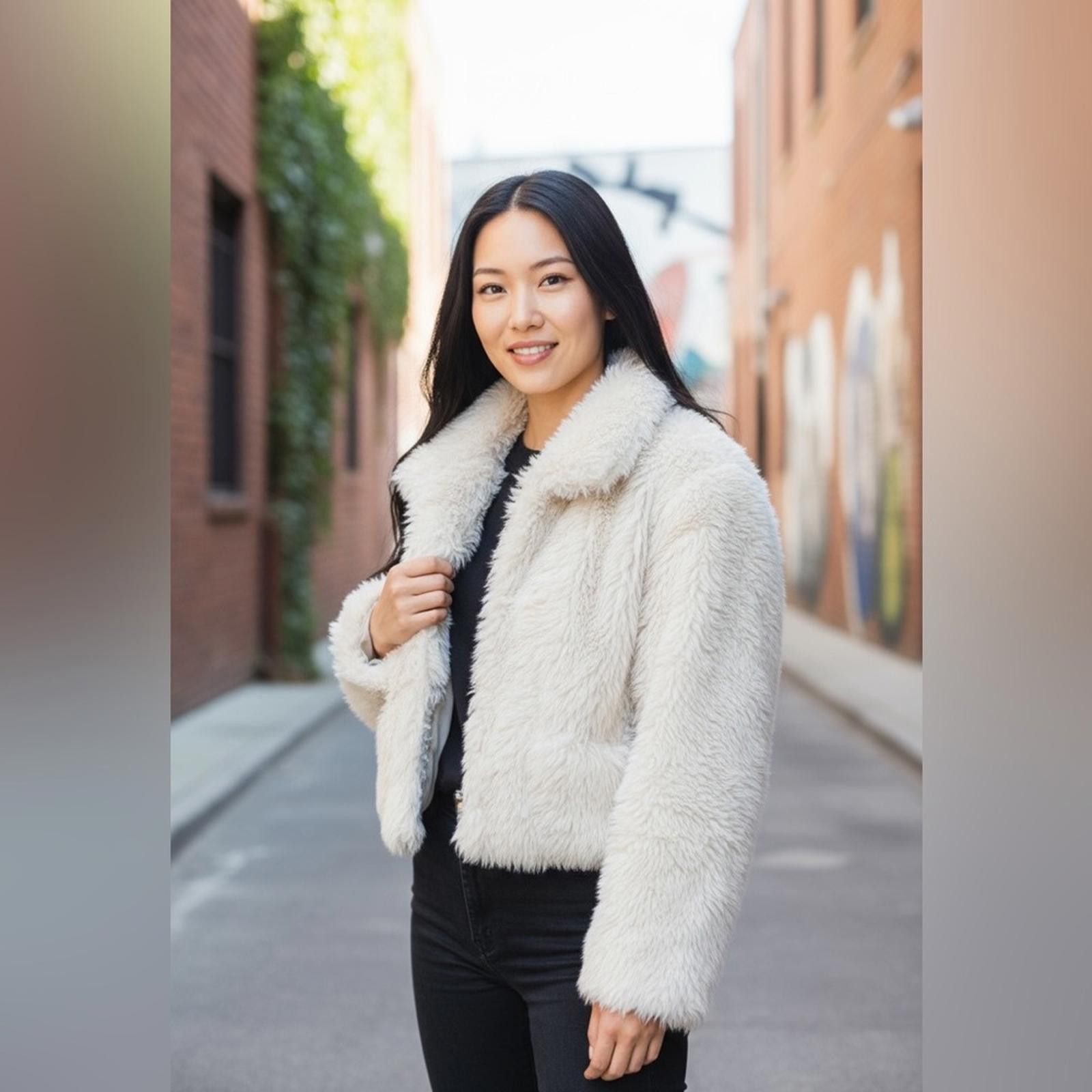 Jason Wu Cream Faux Fur Cropped Jacket
