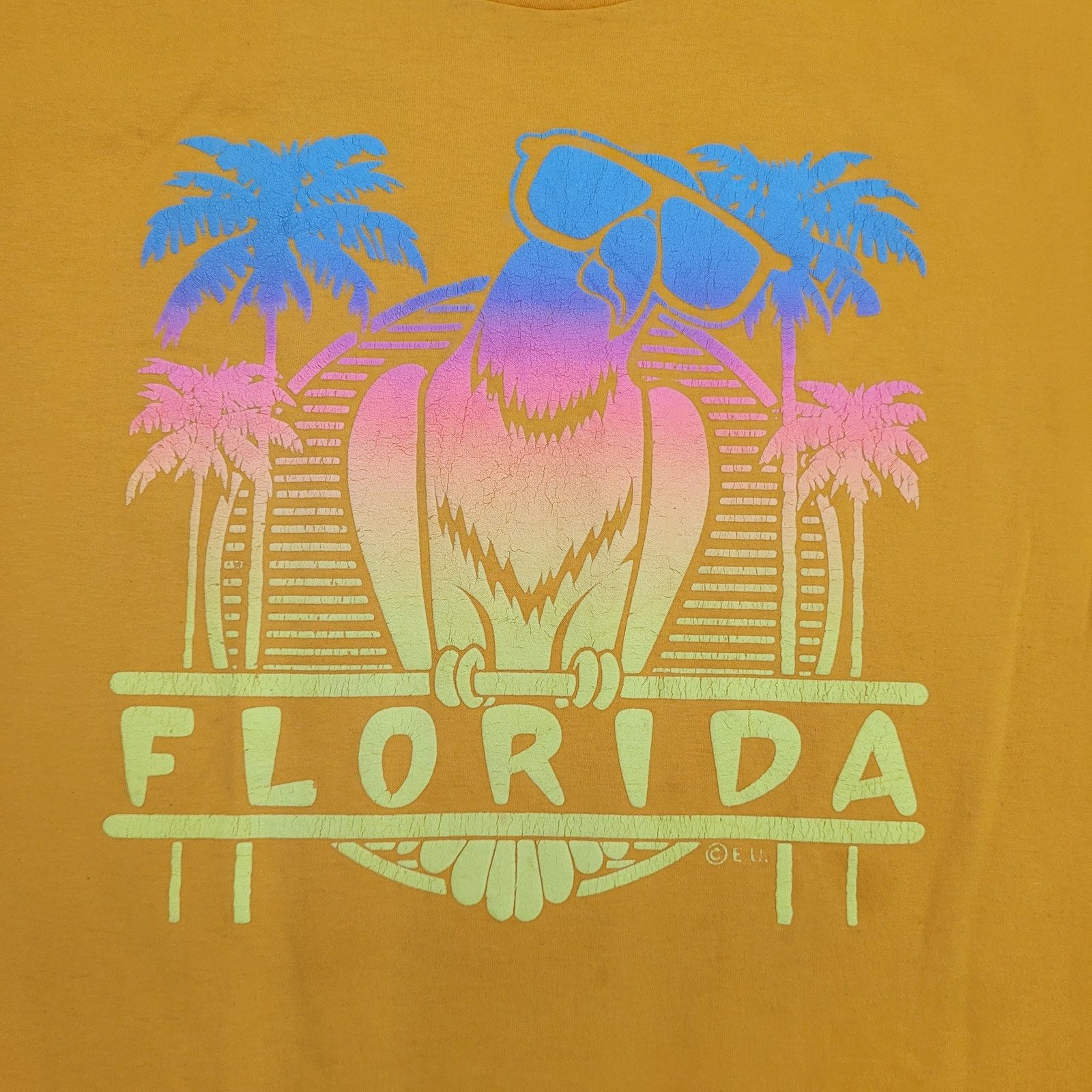 Hanes Vintage 80s Florida Parrot Shirt M/L 21x26 Yellow Size US L / EU 52-54 / 3 - 8 Thumbnail