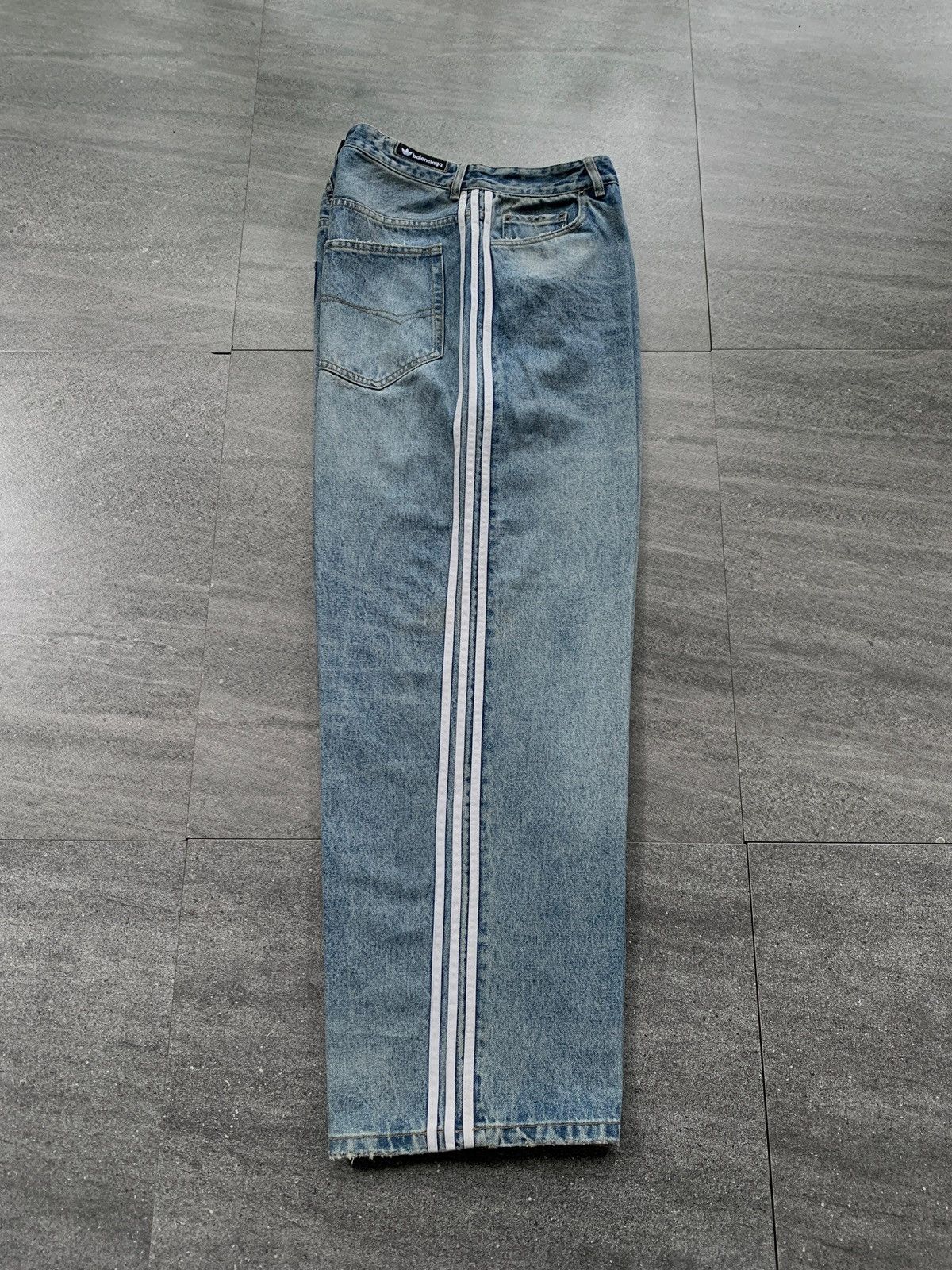 Balenciaga FREE TAX! Adidas 3 Striped Baggy Denim Jeans Size US 32 / EU 48 - 7 Thumbnail