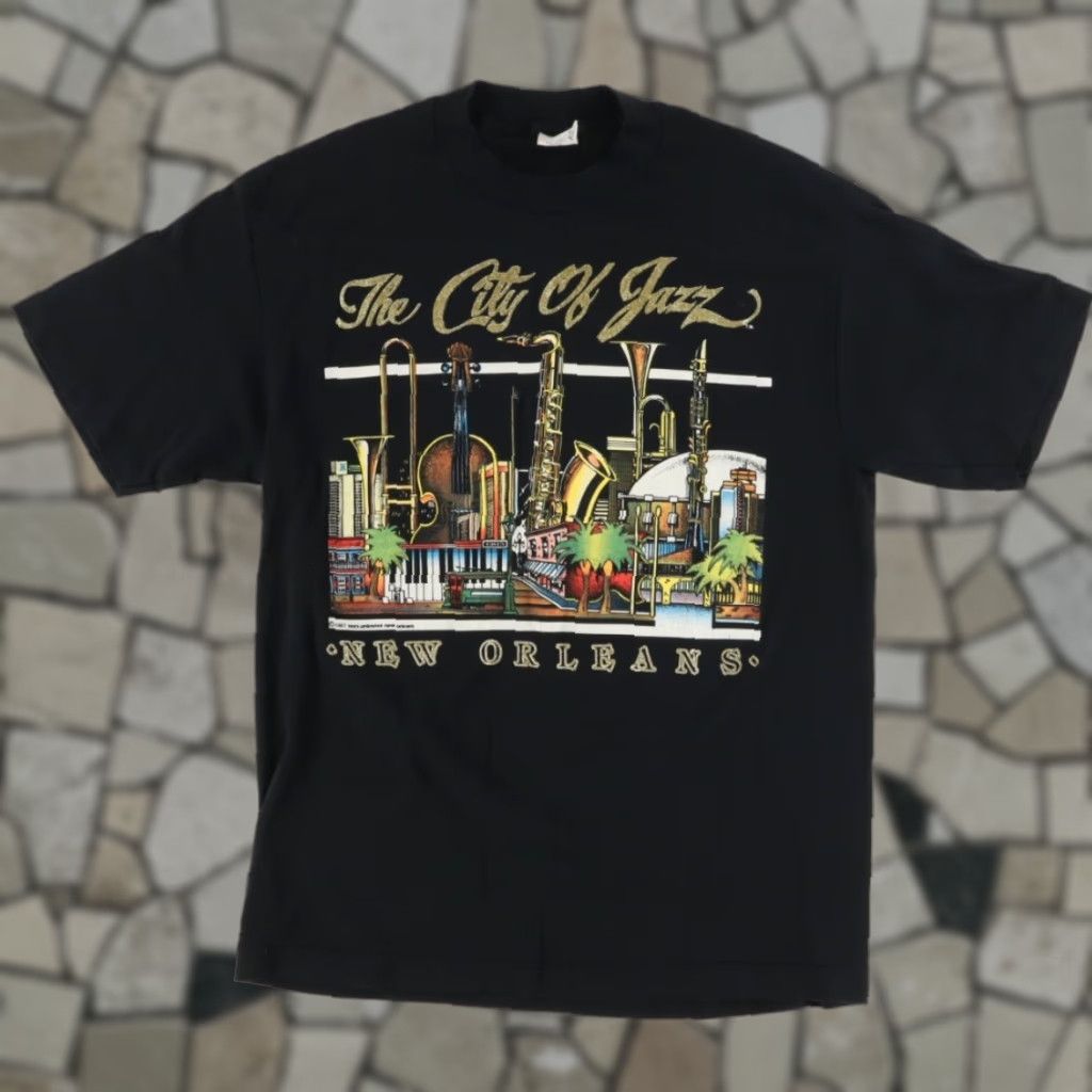 Vintage VTG Tee's Unlimited New Orleans Jazz 1987 Solid T-Shirt Black Men's L Shirt Size US L / EU 52-54 / 3 - 1 Thumbnail