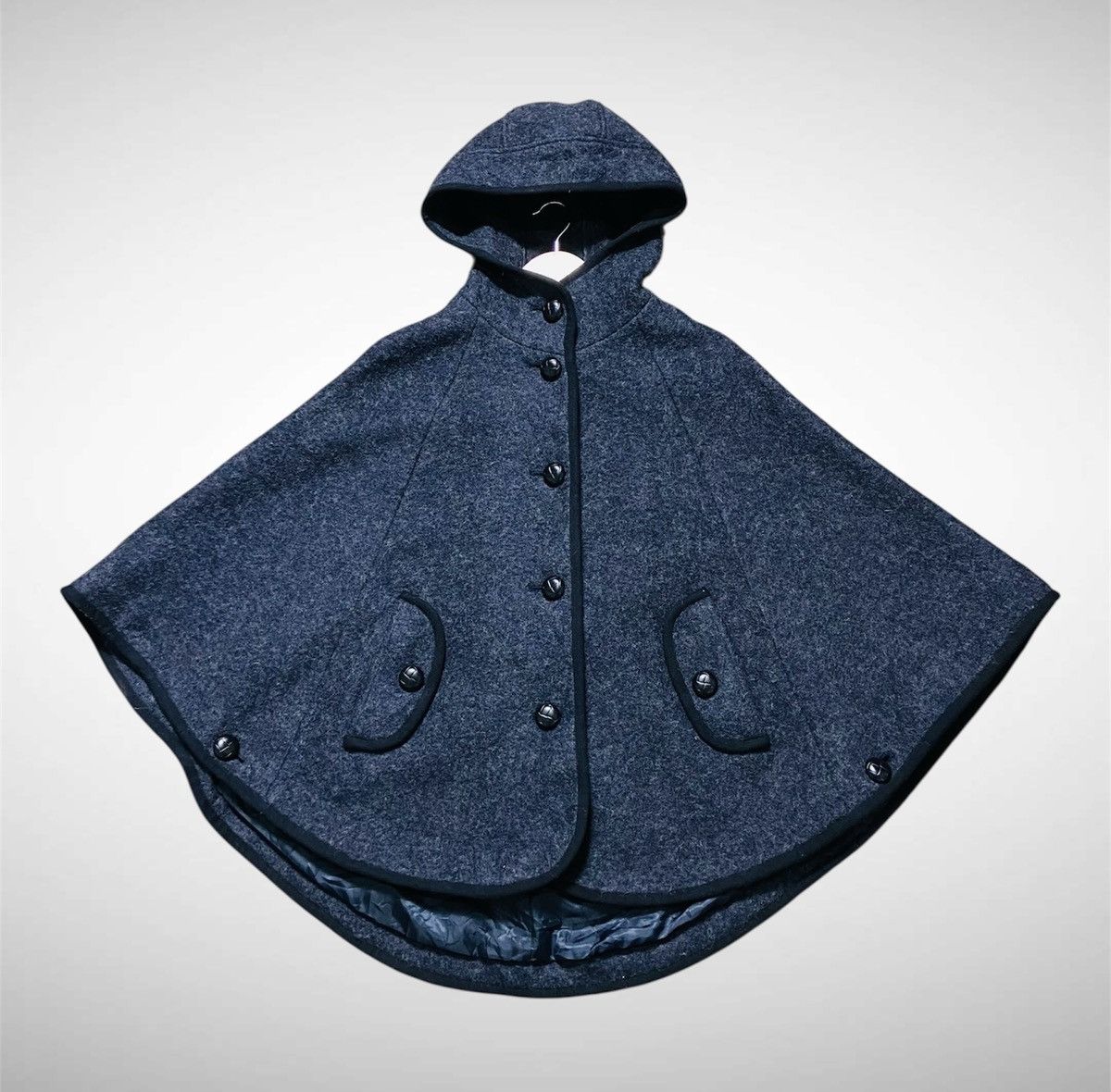 Japanese Brand Couleurs di Topkapi Wool Poncho Cape with Hoodid and Pockets Size US L / EU 52-54 / 3 - 1 Thumbnail