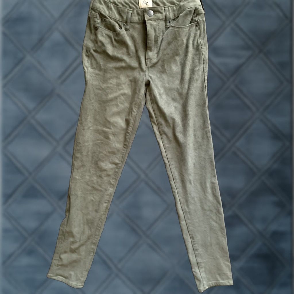 Olive TOKYO DARLING Olive Green Suede HIGH WAISTED JEGGING Pants Women's Sz 2 Regular Size 26" / US 2 / IT 38 - 1 Thumbnail