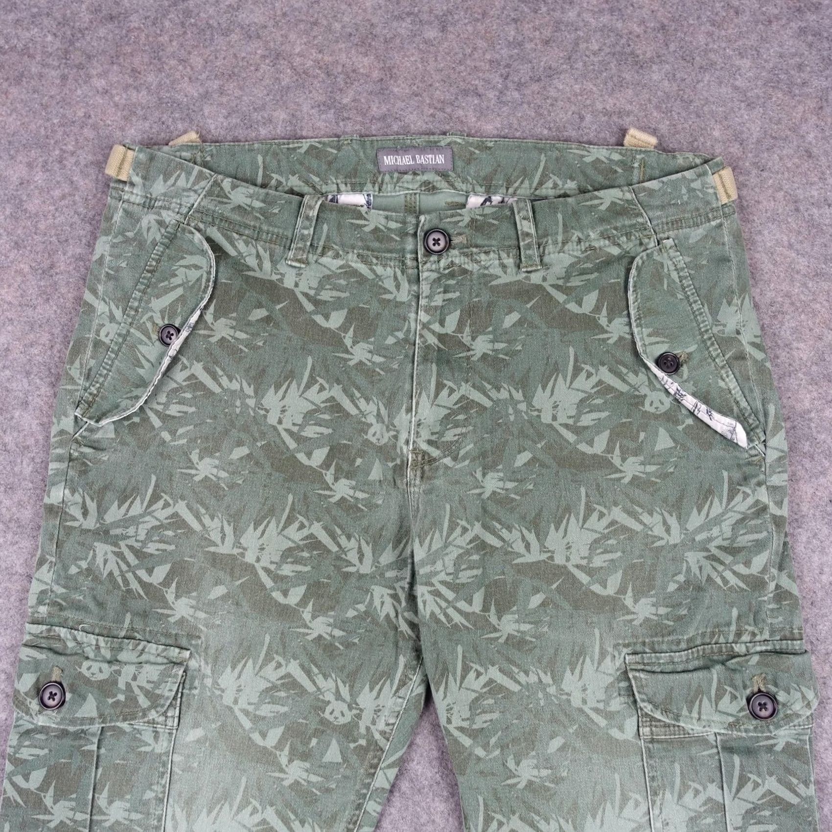 Vintage Michael Bastian Cargo Pants Mens 32x30 Green Camo Stretch Tapered Pockets Size US 32 / EU 48 - 2 Thumbnail