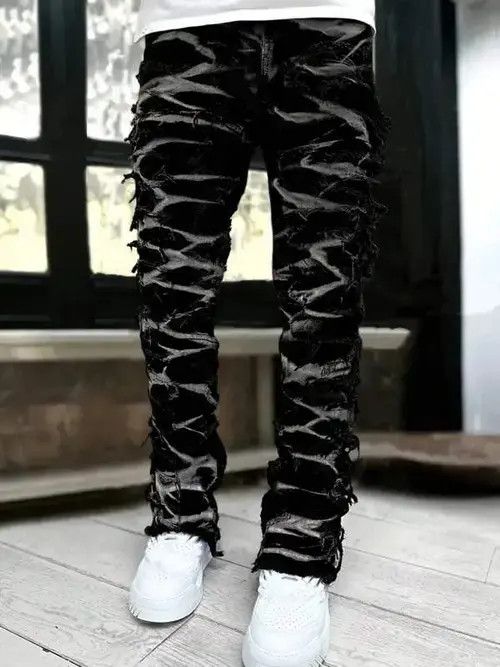 Jean Megumi x Rina Washed Stacked Distressed Ripped Skinny Jeans Size US 32 / EU 48 - 2 Thumbnail