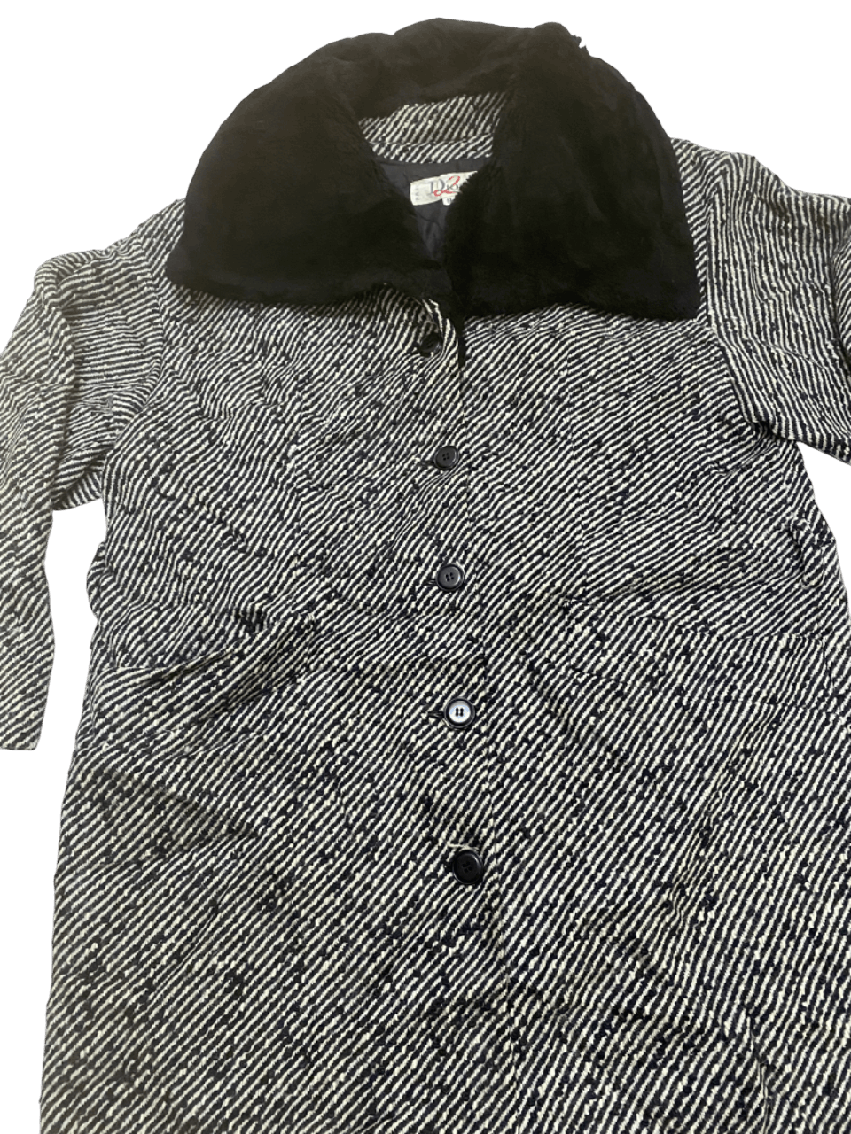 Dior × Hedi Slimane AW07 DIOR WOOL HERRINGBONE TWEED COAT FUR COLLAR Size M / US 6-8 / IT 42-44 - 4 Thumbnail