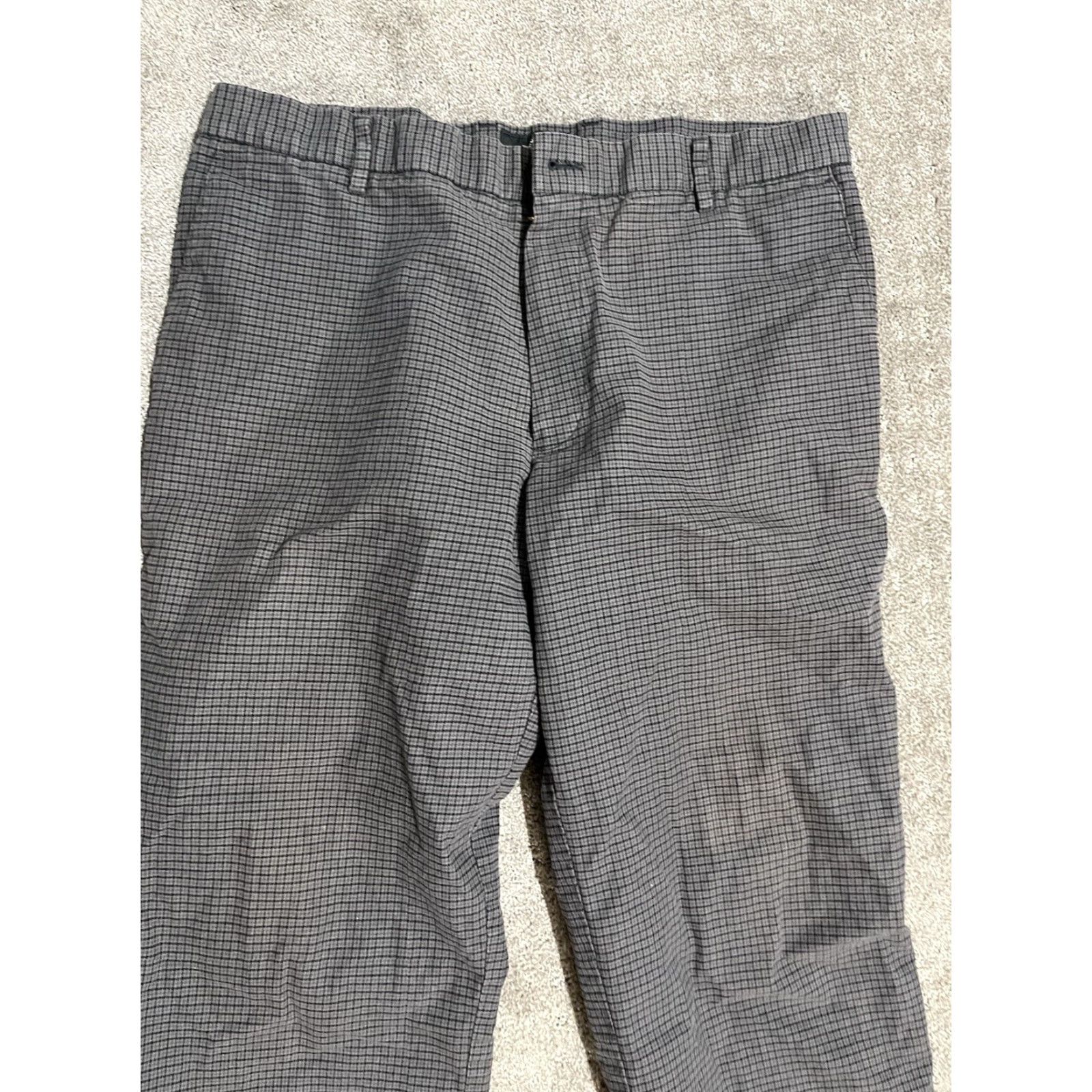 Dockers VINTAGE Dockers Pants - Plaid Straight Fit Khakis, Men, Size 36, Inseam 29, Gray/Blue, Cotton, 90s, Mens Size US 36 / EU 52 - 2 Thumbnail