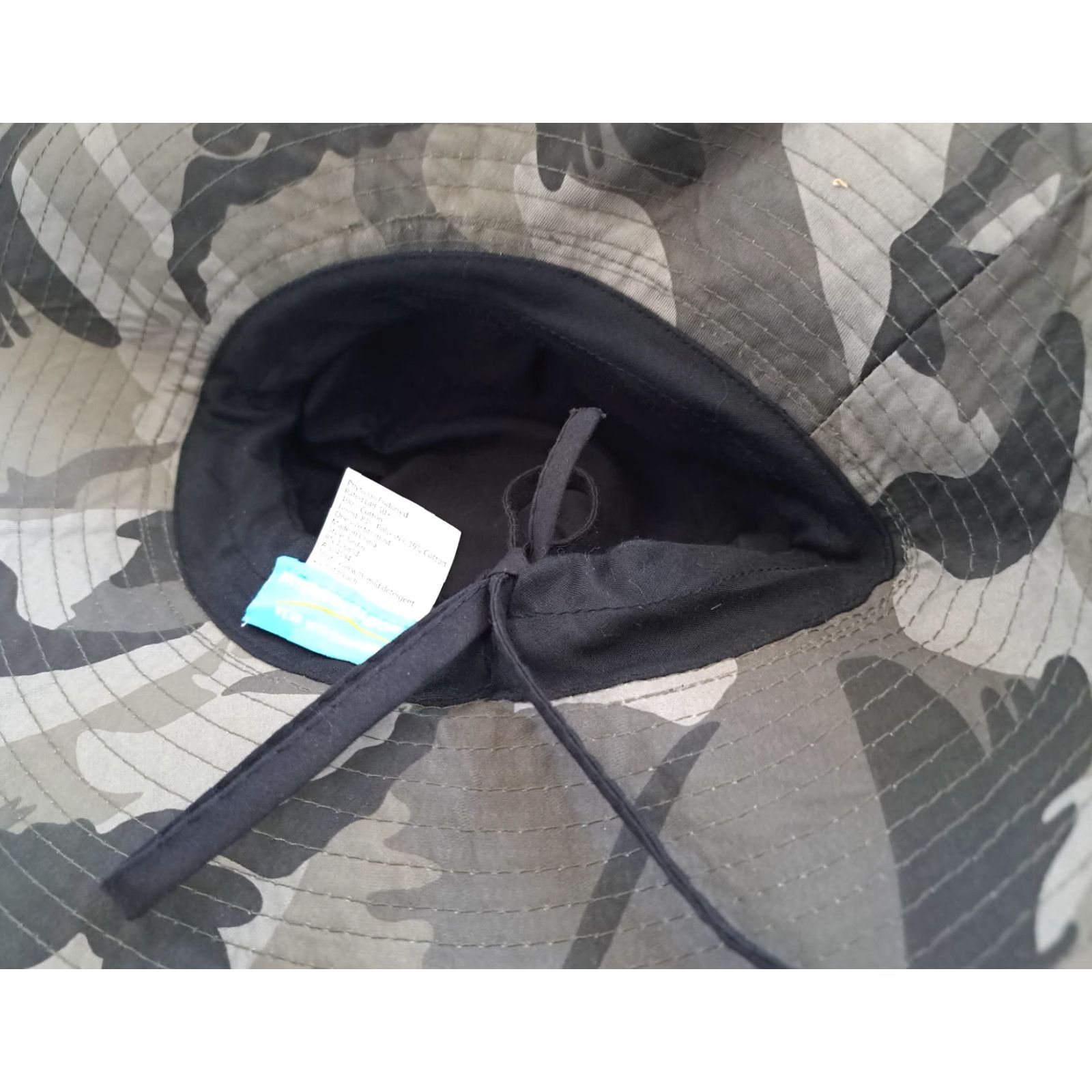 Vintage VTG Camouflage Embroidered Bees Safari Gardening Hat Large Tie Adjustable Size ONE SIZE - 5 Thumbnail
