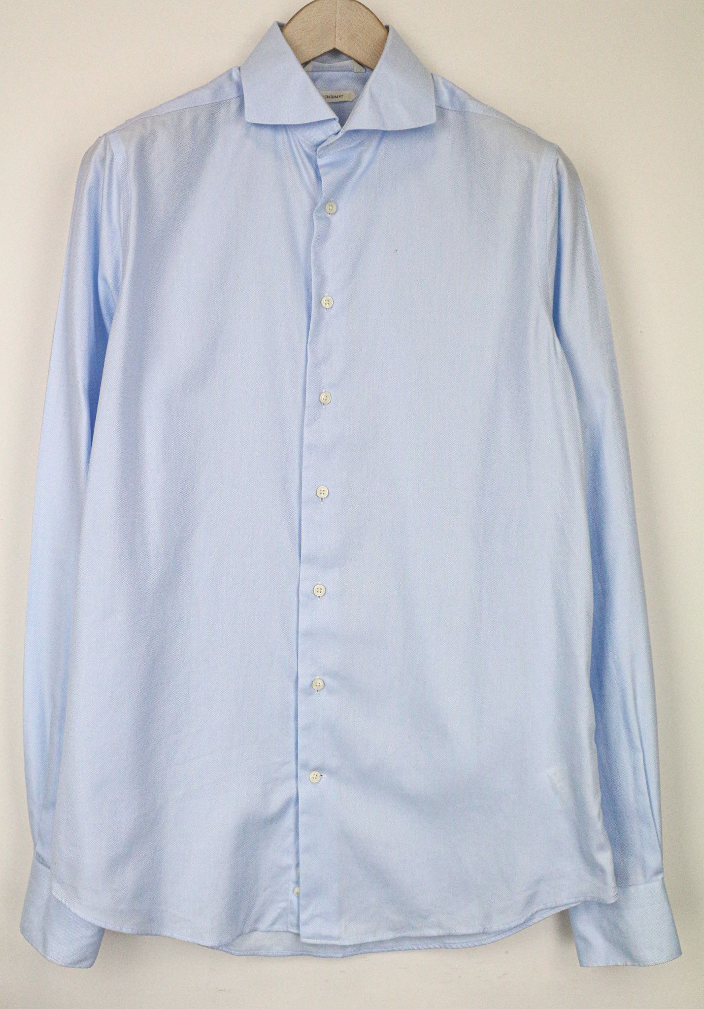 Suitsupply 39L/15 1/2L Slim Blue Cotton Cutaway Shirt 79308 Size 40R - 1 Thumbnail
