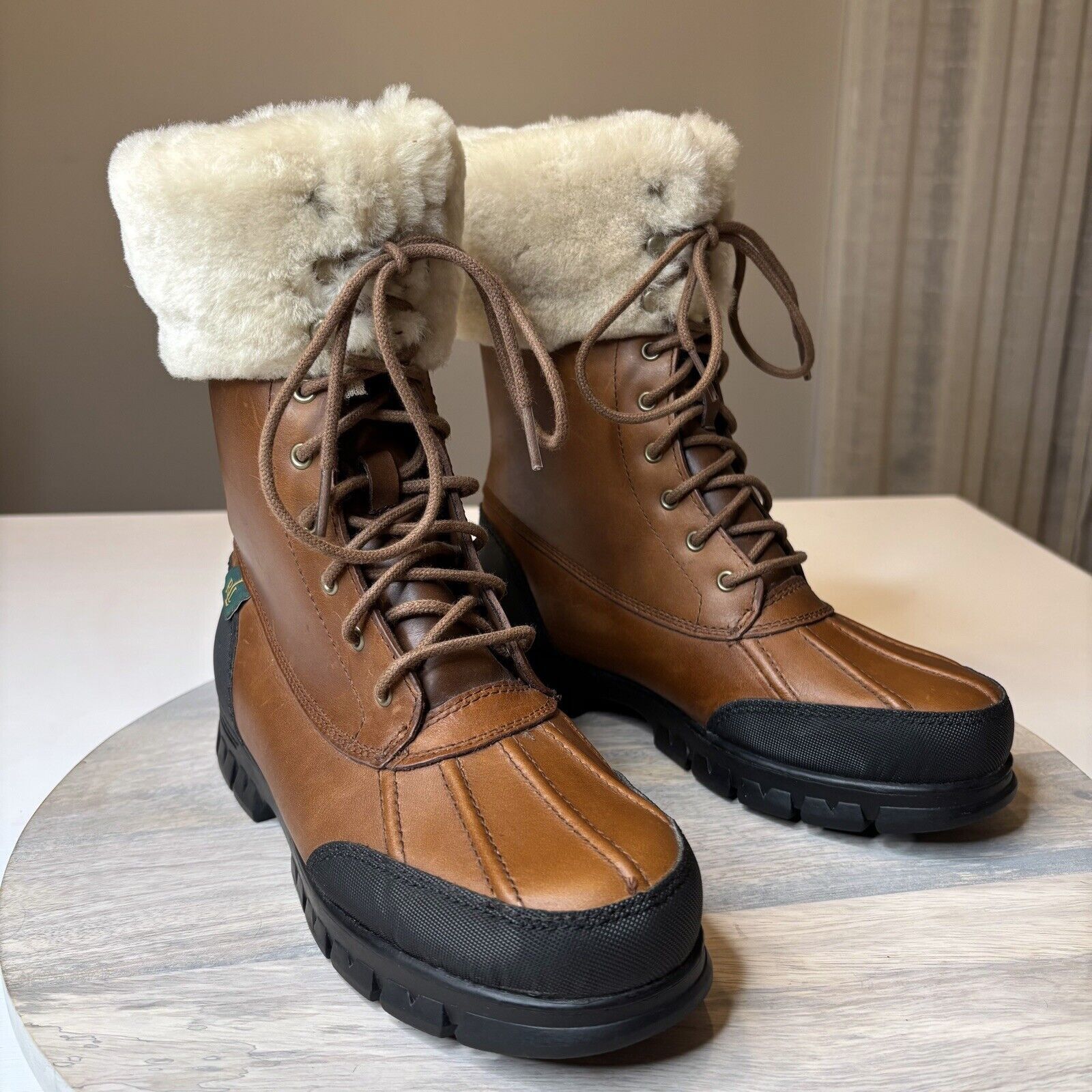 Lauren Ralph Lauren Ralph Lauren Quinta Brown Leather Shearling Boots Size 6 B Size US 6 / IT 36 - 1 Thumbnail
