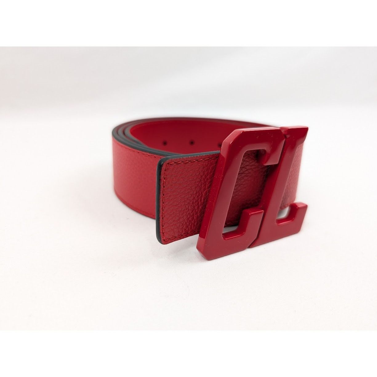Christian Louboutin o1rshd1 Size: 90 / Calf Happy Rui CL Logo Belt in Loubi Size 34 - 4 Thumbnail
