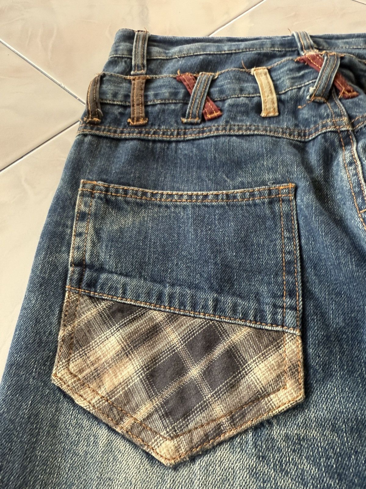 Hysteric Glamour Bercedos Japan Double Waist Cut & Sew Whiskers Jeans Size US 30 / EU 46 - 16 Thumbnail