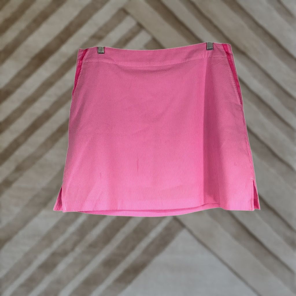 Pinko Lady Hagen Pink White Seersucker Striped Golf Skort Womens Size 12 Activewear Size ONE SIZE - 1 Thumbnail