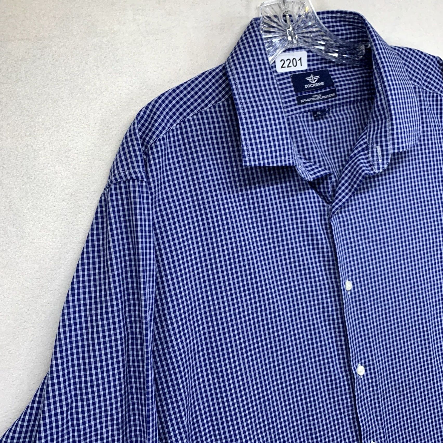Dockers DOCKERS Shirt Plaid Button-Up Long Sleeve Blue XL Regular Mens Size US XL / EU 56 / 4 - 4 Thumbnail