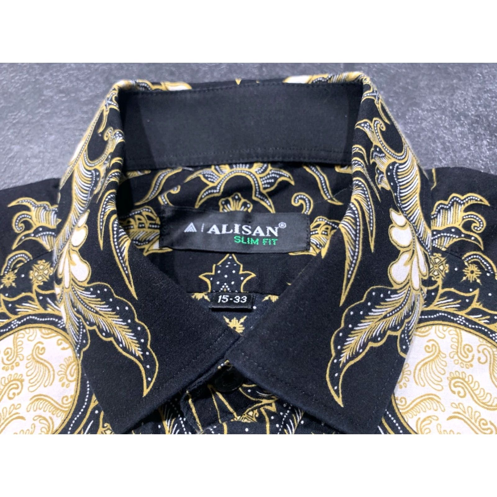 Vintage Alisan Slim Fit Long Sleeve Dress Shirt Mens Blue Gold Button Down Cotton Size US M / EU 48-50 / 2 - 6 Thumbnail