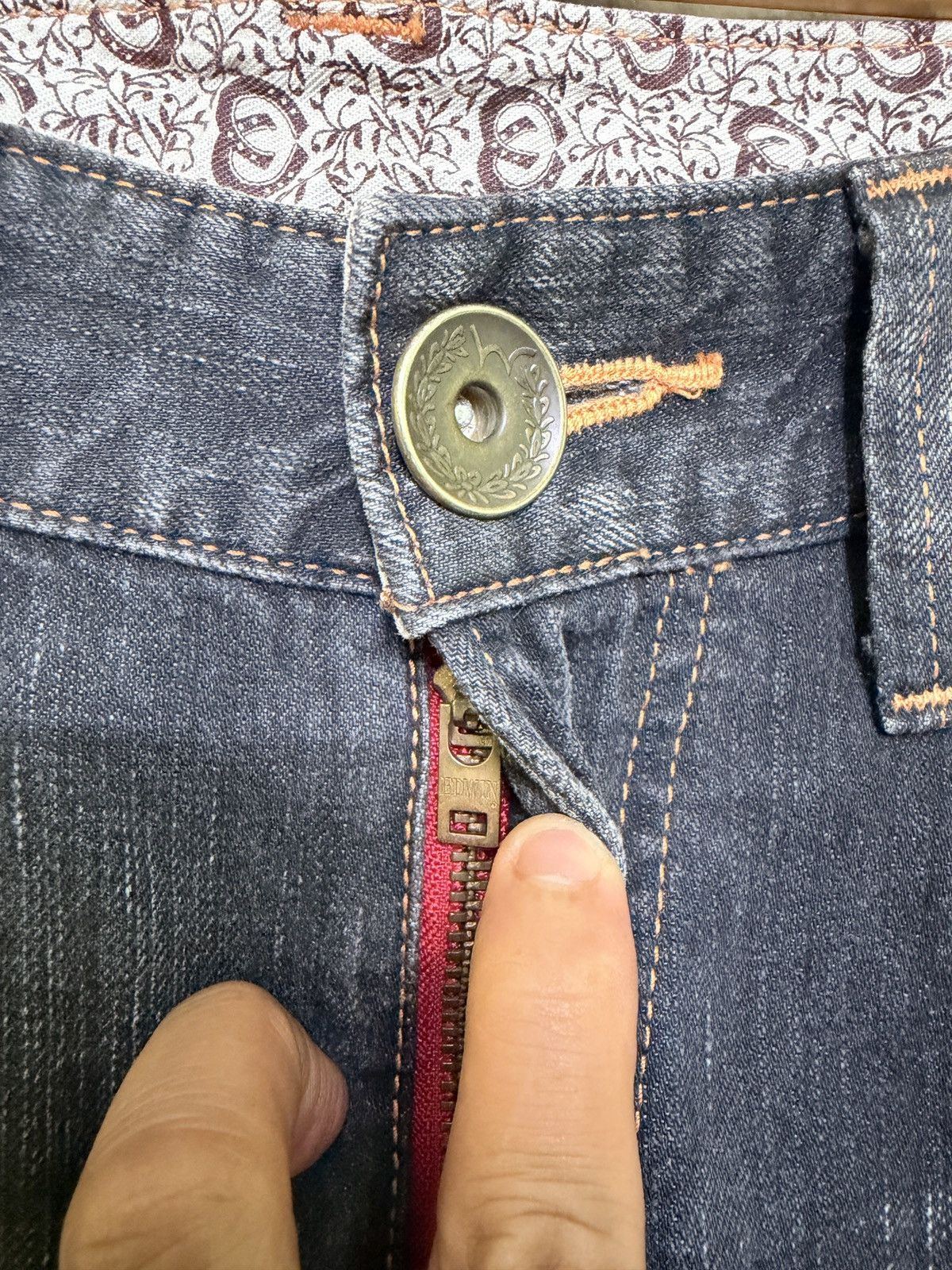 Edwin Vintage Edwin 503 Blue Trip Mud Wash Straight Y2K Denim Size US 31 - 8 Thumbnail