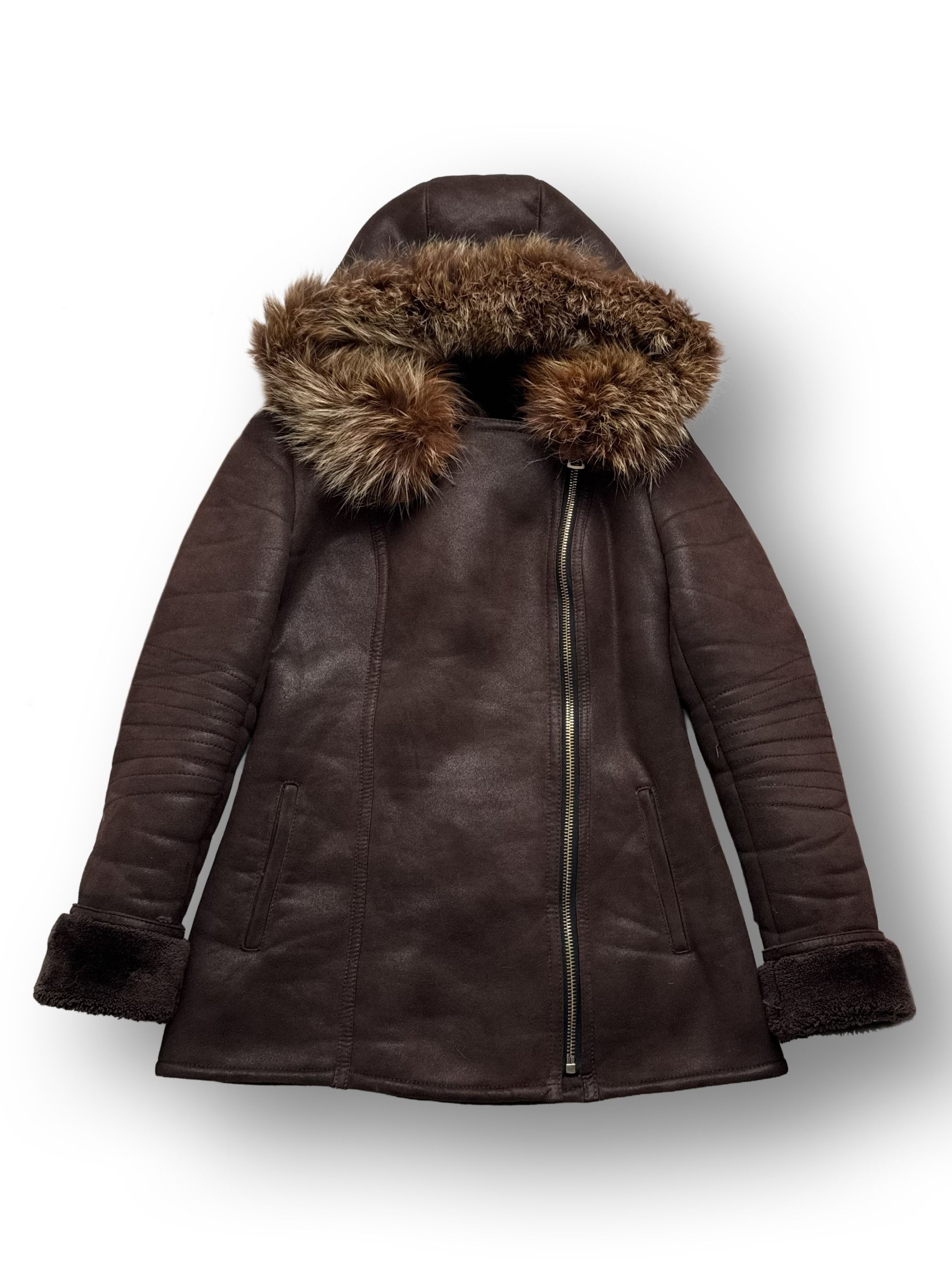 Vintage Y2K Faux Sheepskin Coat (V131) Size L / US 10 / IT 46 - 1 Thumbnail