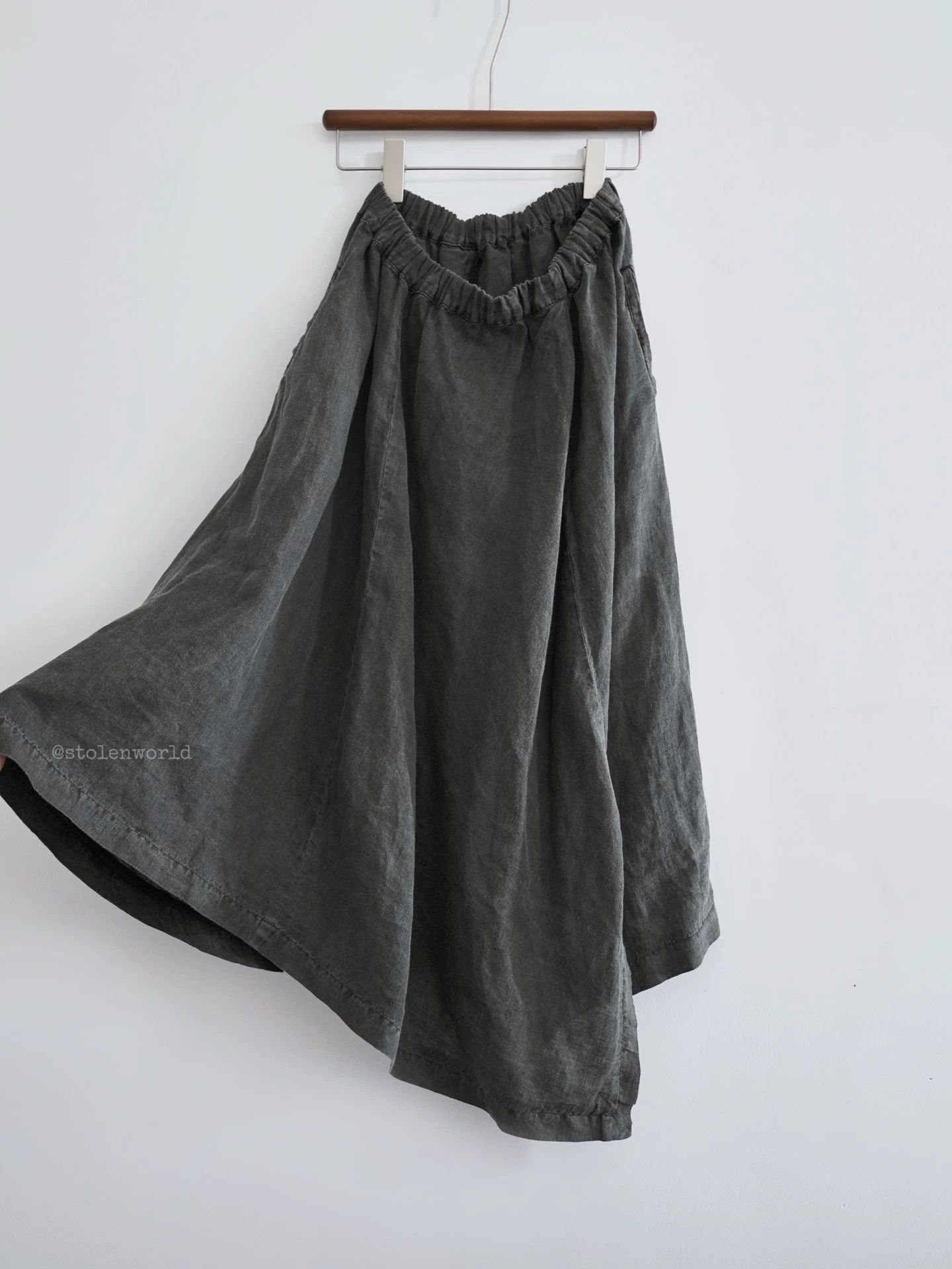 Y's Y's Mud-Dyed Linen Gray Skirt Women's Size 2 Size 26" / US 2 / IT 38 - 5 Thumbnail