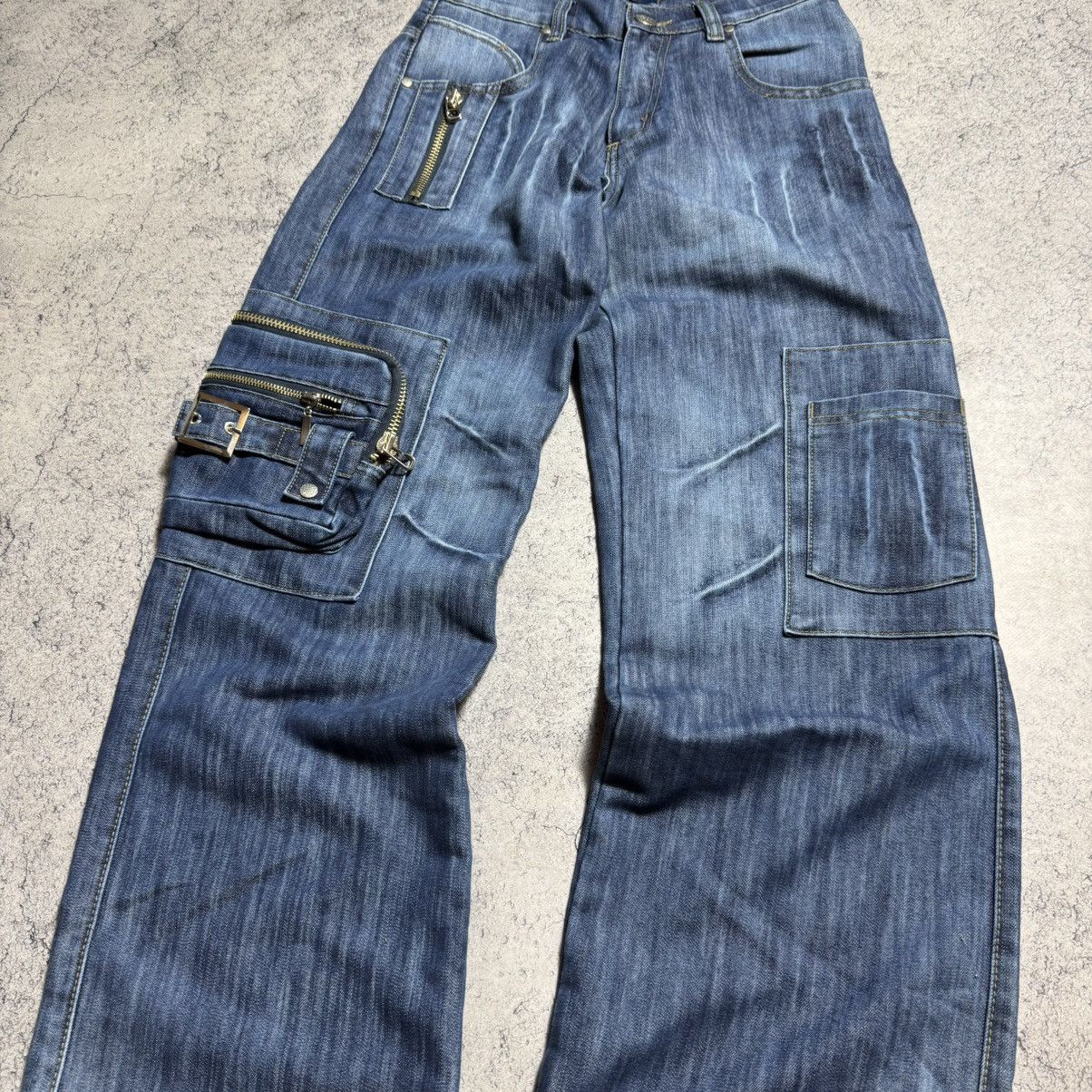 Vintage Archive Multi-pocket Faded Cargo Jeans Pants Size US 29 - 3 Thumbnail
