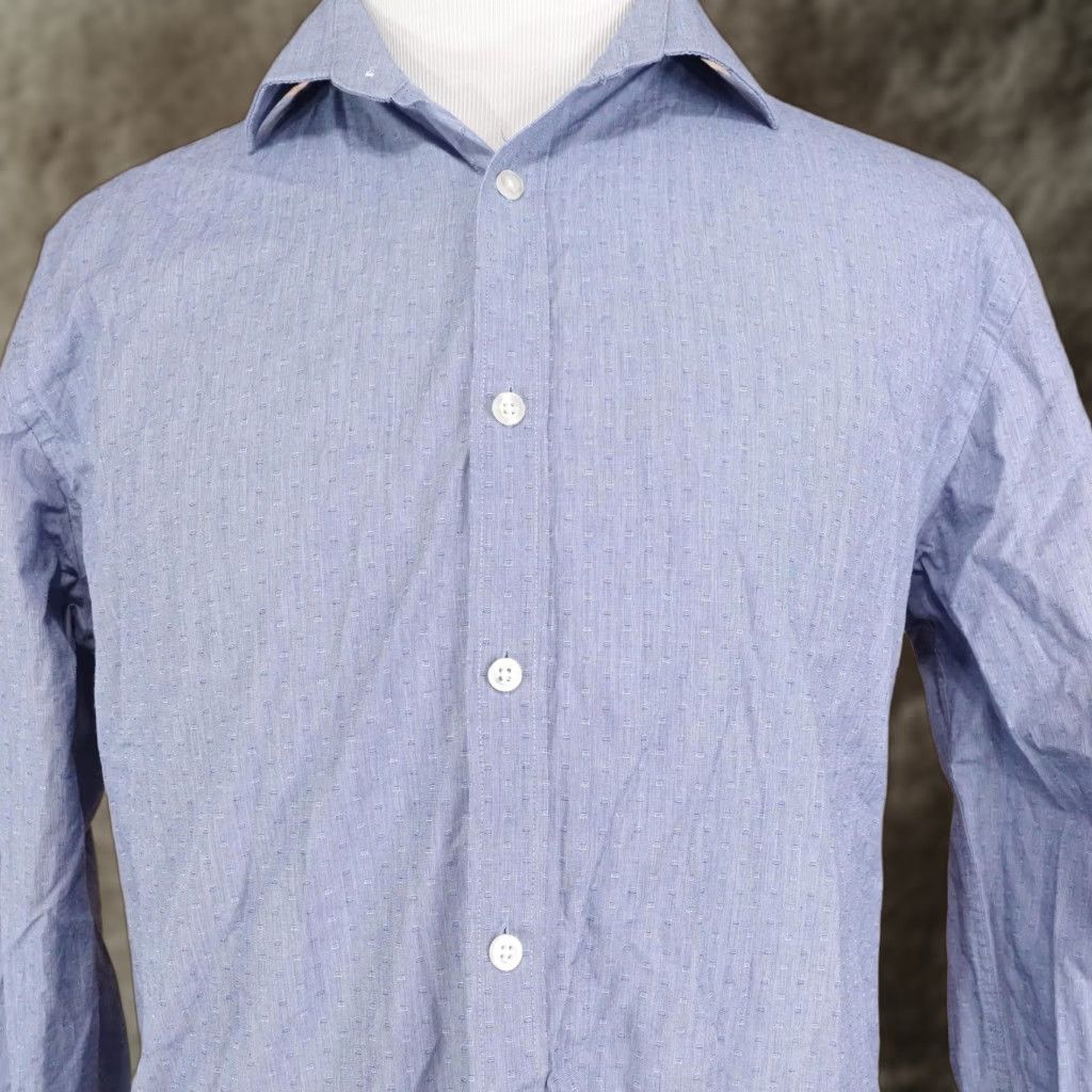 Michael Kors Michael Kors Dress Shirt Mens XL 17 34/35 Blue Geometric Slim Fit Long Sleeve Shirt Size 46R - 1 Thumbnail