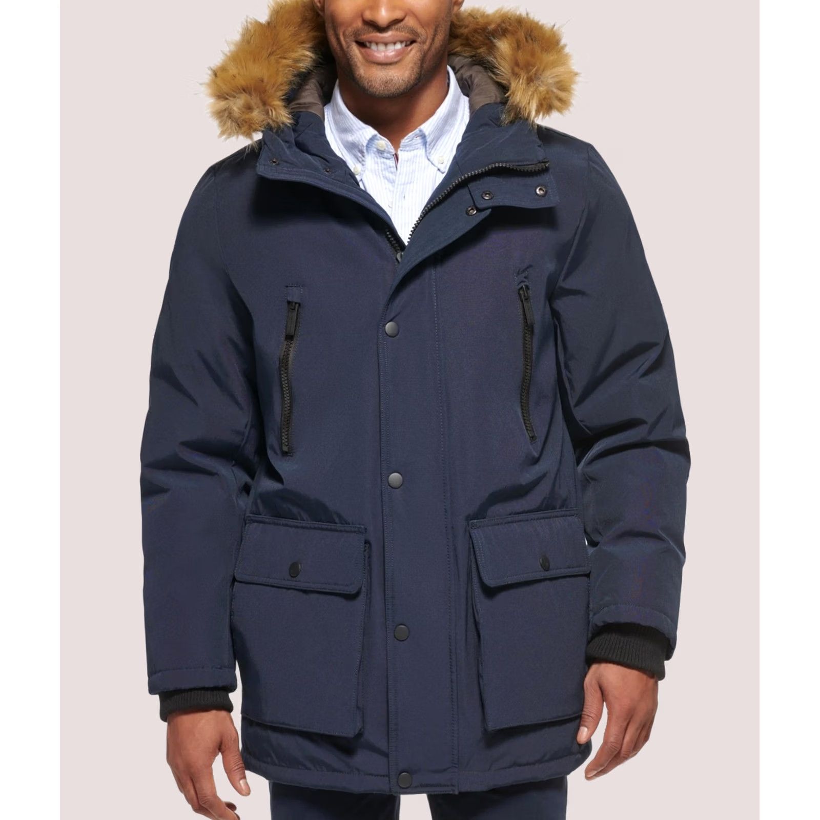 Club Room Club Room Mens Parka Coat Faux Fur Jacket navy XL Size US XL / EU 56 / 4 - 1 Thumbnail