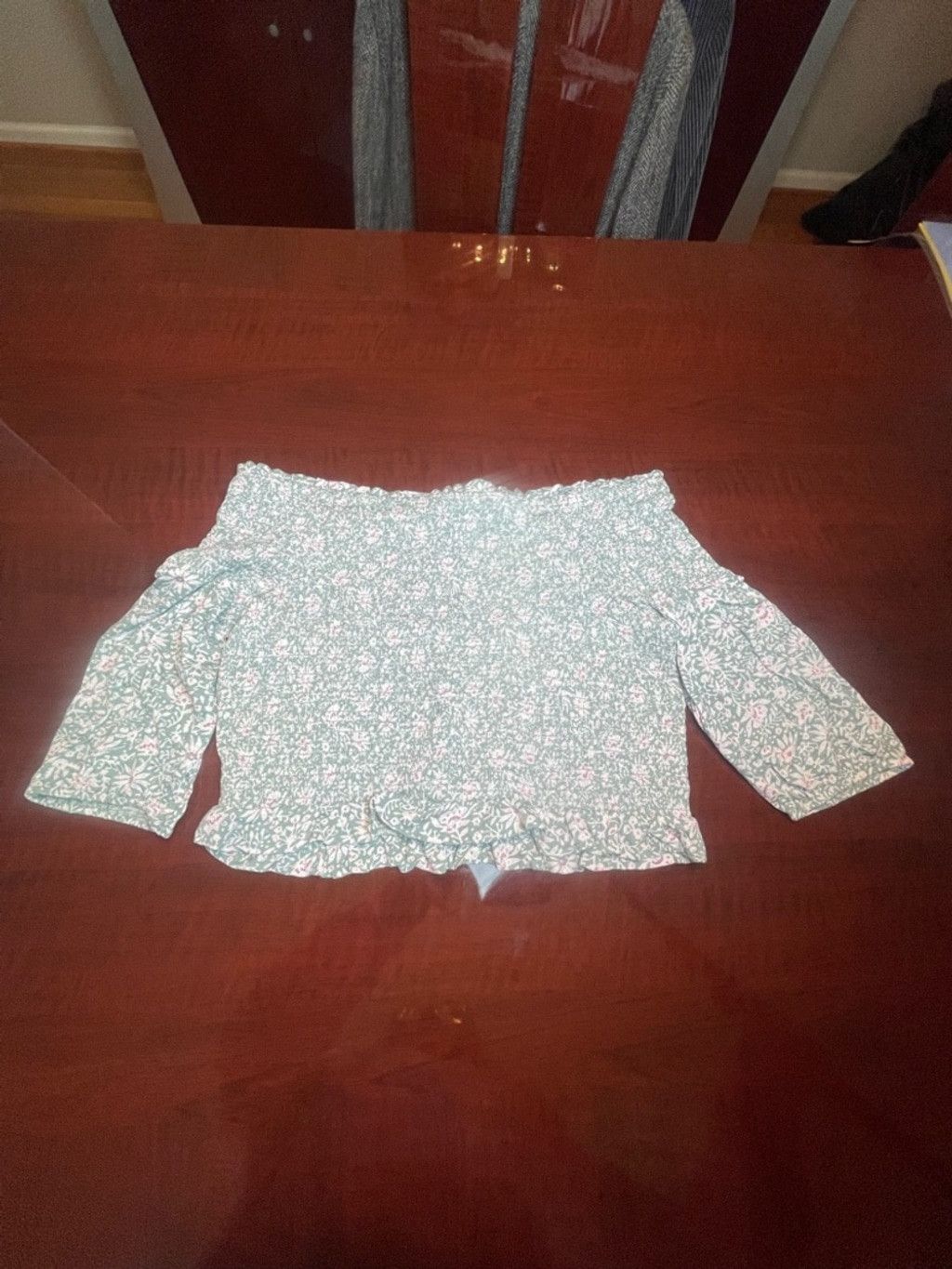 Loft LOFT Beach Floral Smocked Off the Shoulder Top Cottagecore L Size L / US 10 / IT 46 - 8 Thumbnail