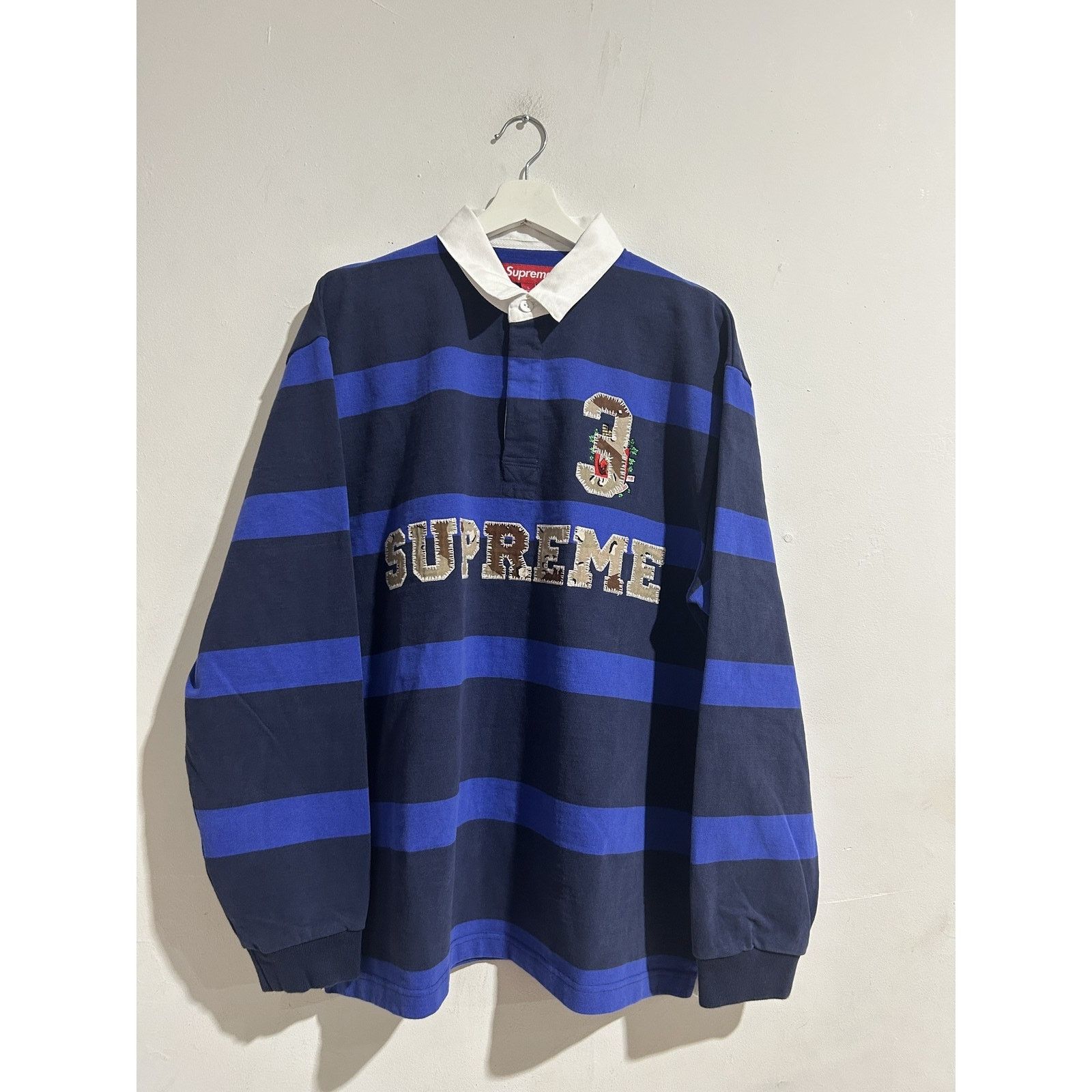 Supreme SUPREME STRIPE RUGBY NAVY SIZE SMALL BRAND NEW | Grailed