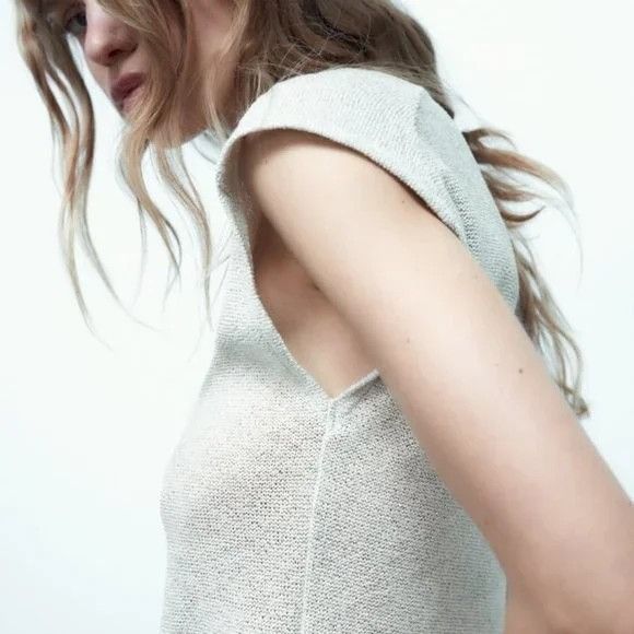 Zara Zara Silver Knit Metallic Thread Sleeveless Top & Maxi Skir Size S / US 4 / IT 40 - 2 Thumbnail