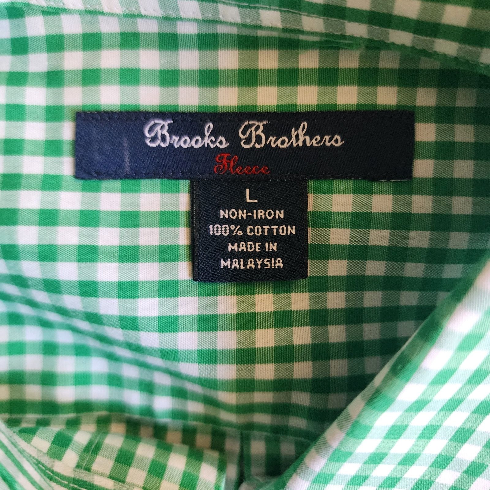 Brooks Brothers Brooks Brothers Fleece Men's Large Green & White Plaid Shirt Size US L / EU 52-54 / 3 - 2 Thumbnail