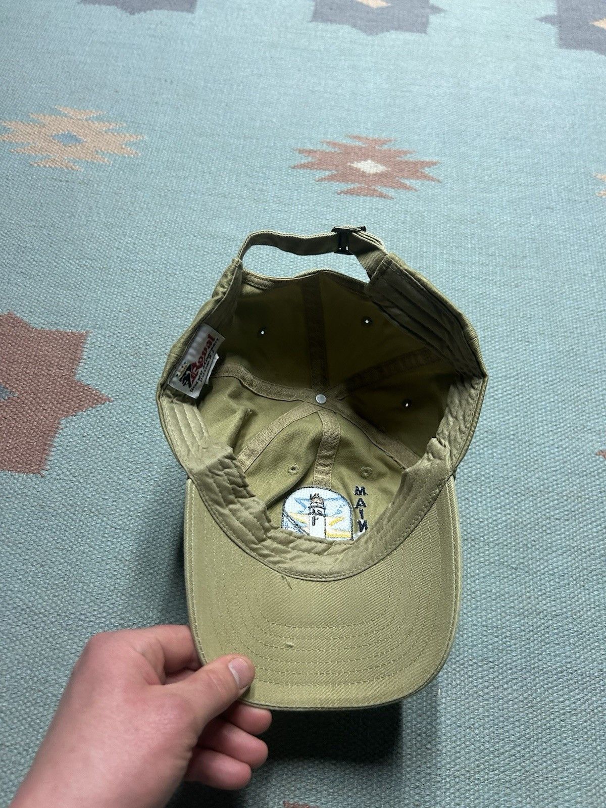Vintage Vtg strap hat bar harbor Maine lighthouse embroidered tan Size ONE SIZE - 6 Thumbnail