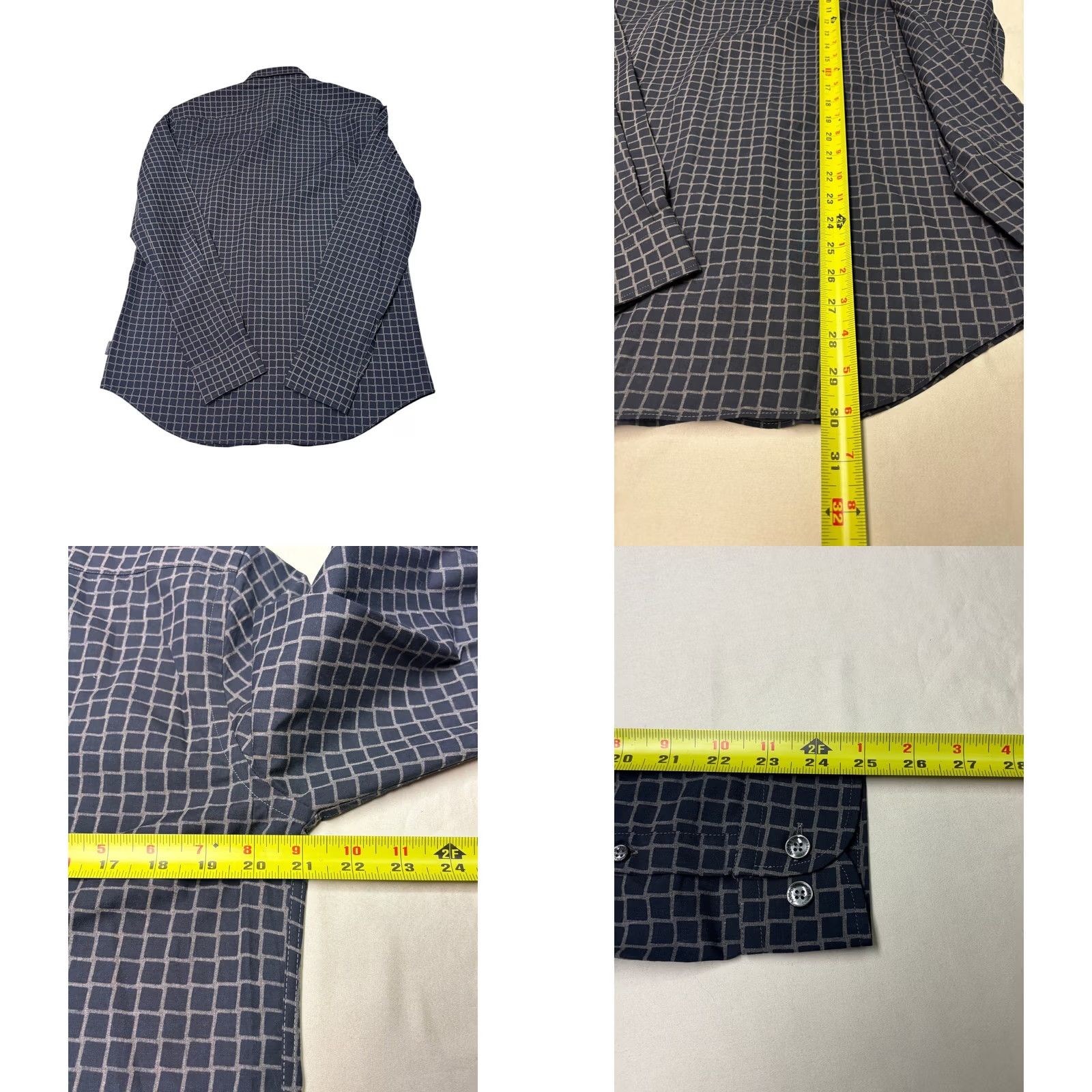 Armani NWT Armani Collezioni Mens Grid Print Long Sleeve Button Down Shirt Grey M Size US M / EU 48-50 / 2 - 8 Thumbnail
